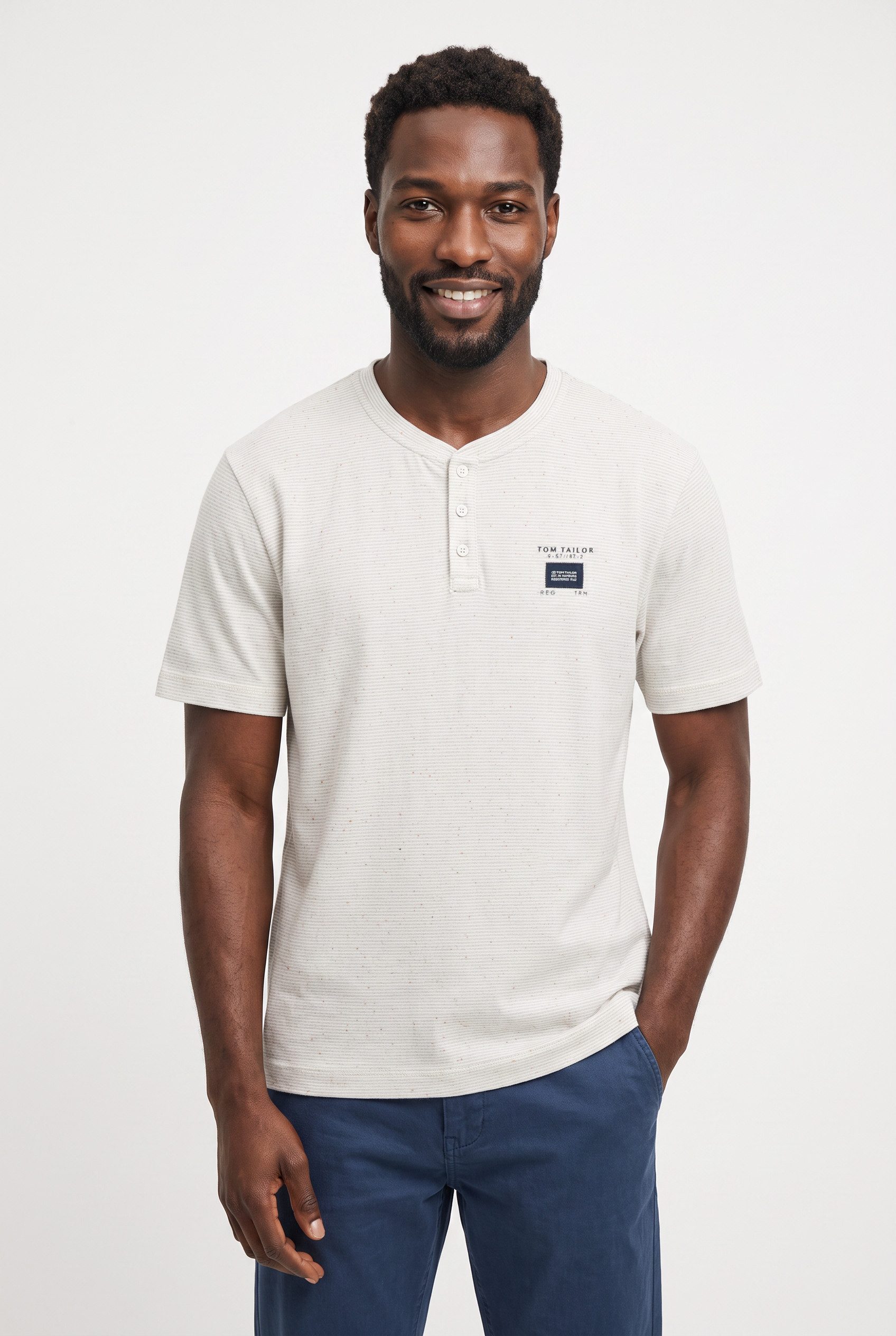 TOM TAILOR Henleyshirt mit Logo-Label