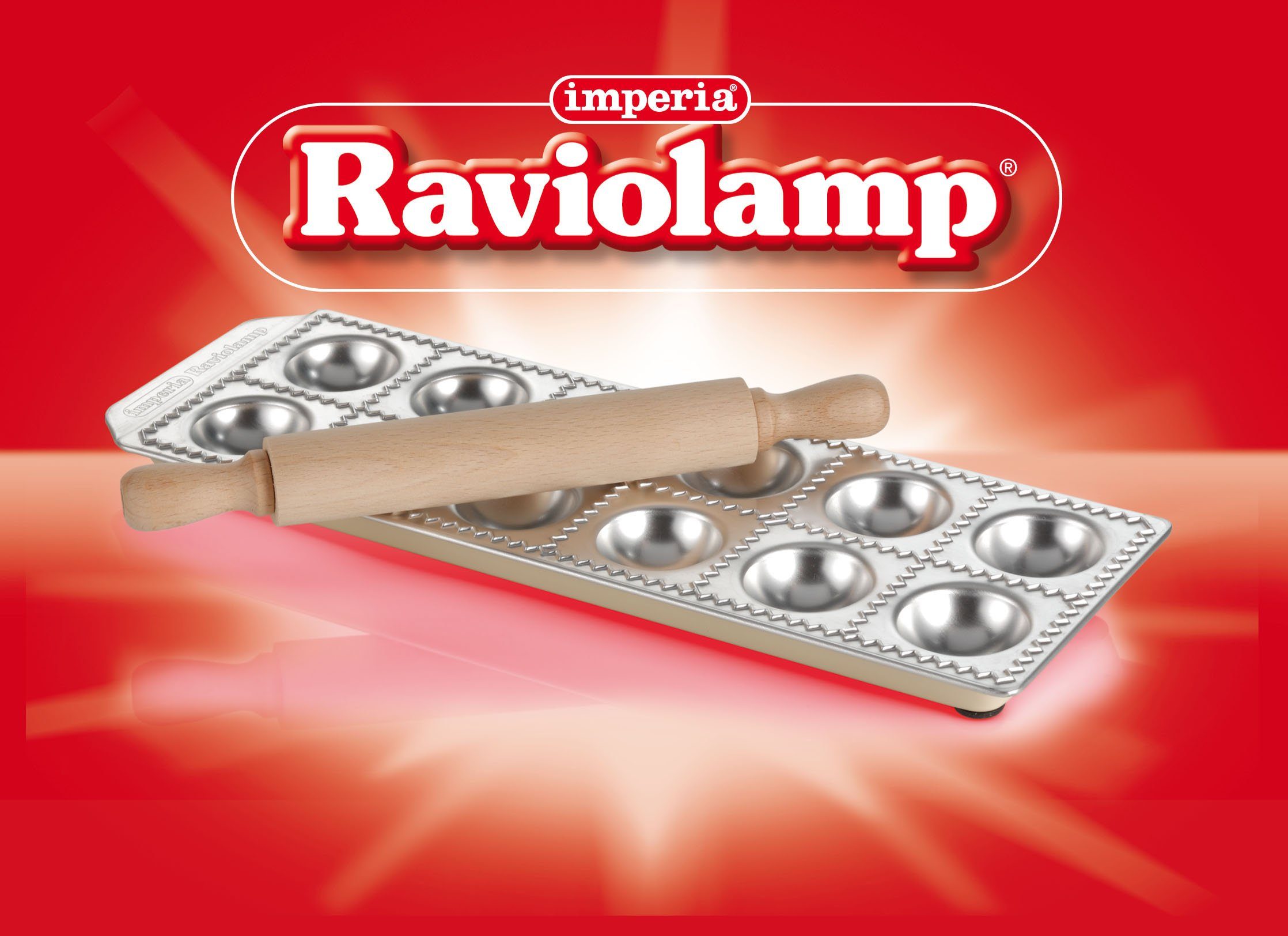 imperia Ravioliform Ravioli Chef, Aluminium, für 12 Ravioli, inkl. Nudelholz, Aluminium