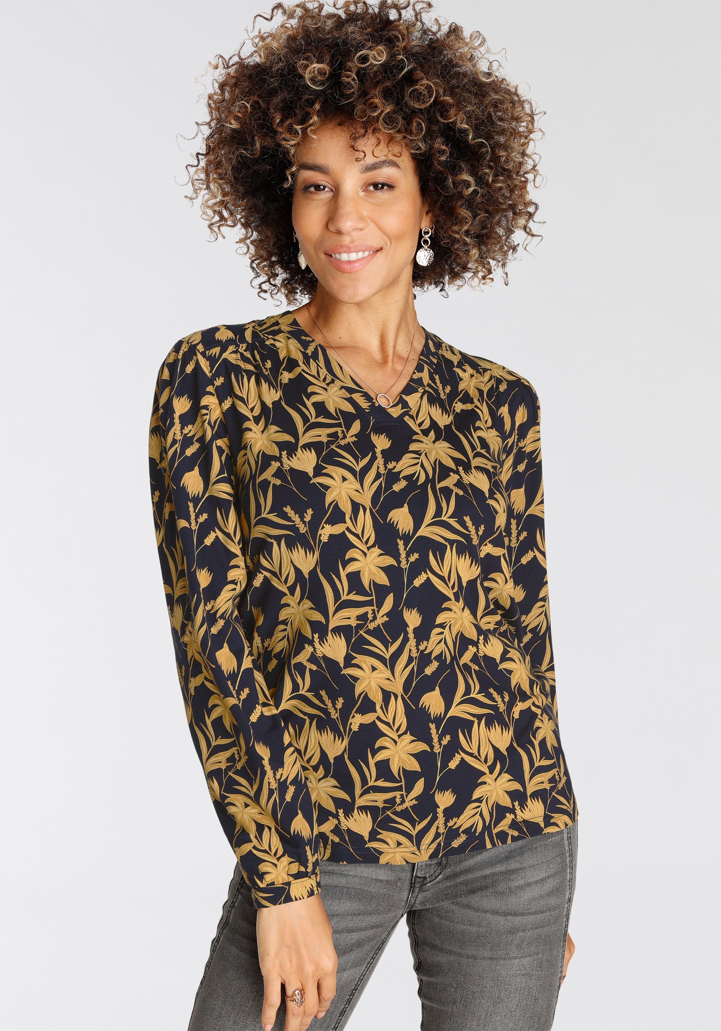 Boysen's Blusenshirt mit V-Ausschnitt im trendigen Herbst-Design - NEUE KOLLEKTION