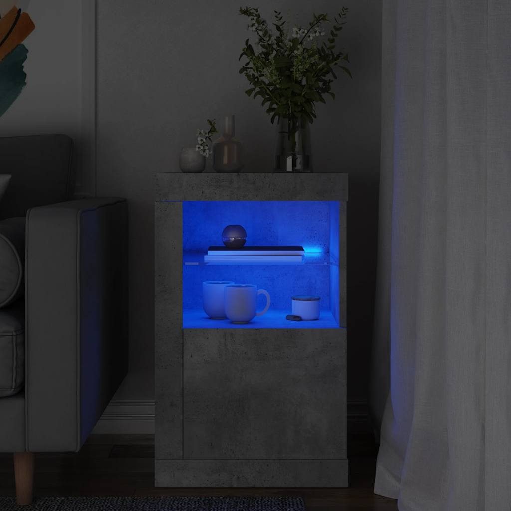 vidaXL Mehrzweckschrank vidaXL Beistellschrank mit LED-Leuchten Betongrau Holzwerkstoff