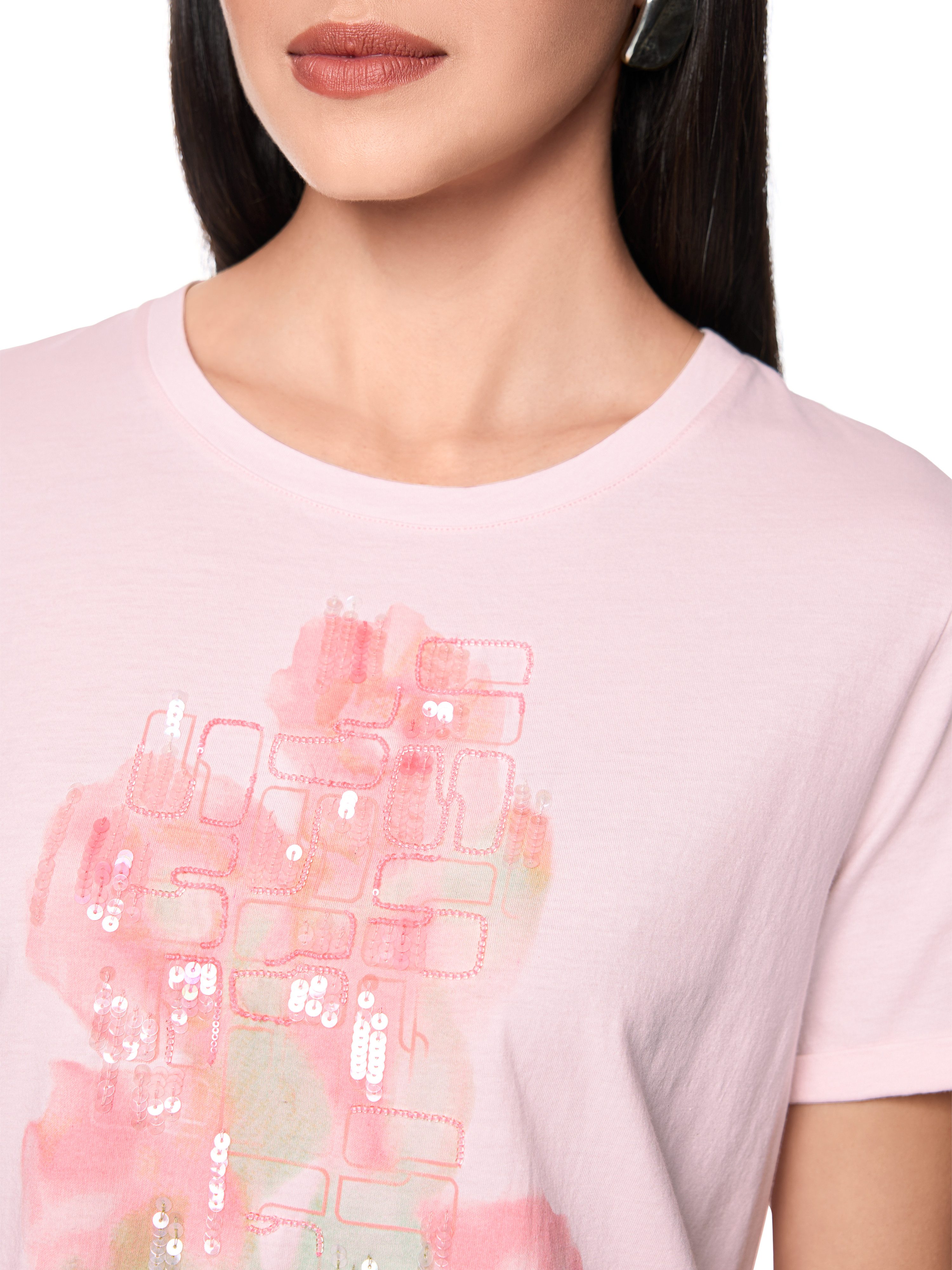 Marc Cain T-Shirt Mindful Moving Premium Damenmode mit Applikation günstig online kaufen