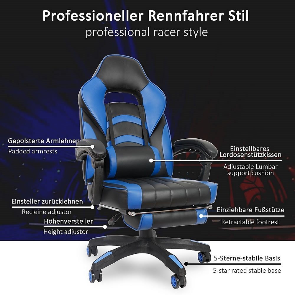 kg Chefsessel Kunstleder belastbar Mucola 1 Computerstuhl bis Gaming Stuhl 150 Bürostuhl Schreibtischstuhl Drehstuhl (Stück, Grau St),