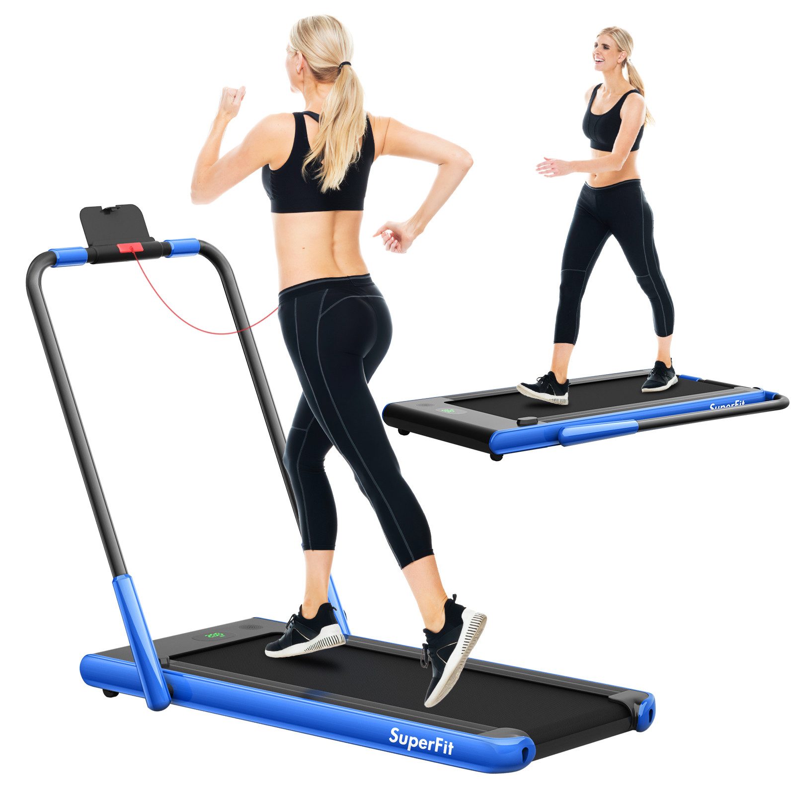 COSTWAY Laufband 2 in 1, klappbar, 1-12km/h, LED-Display, APP