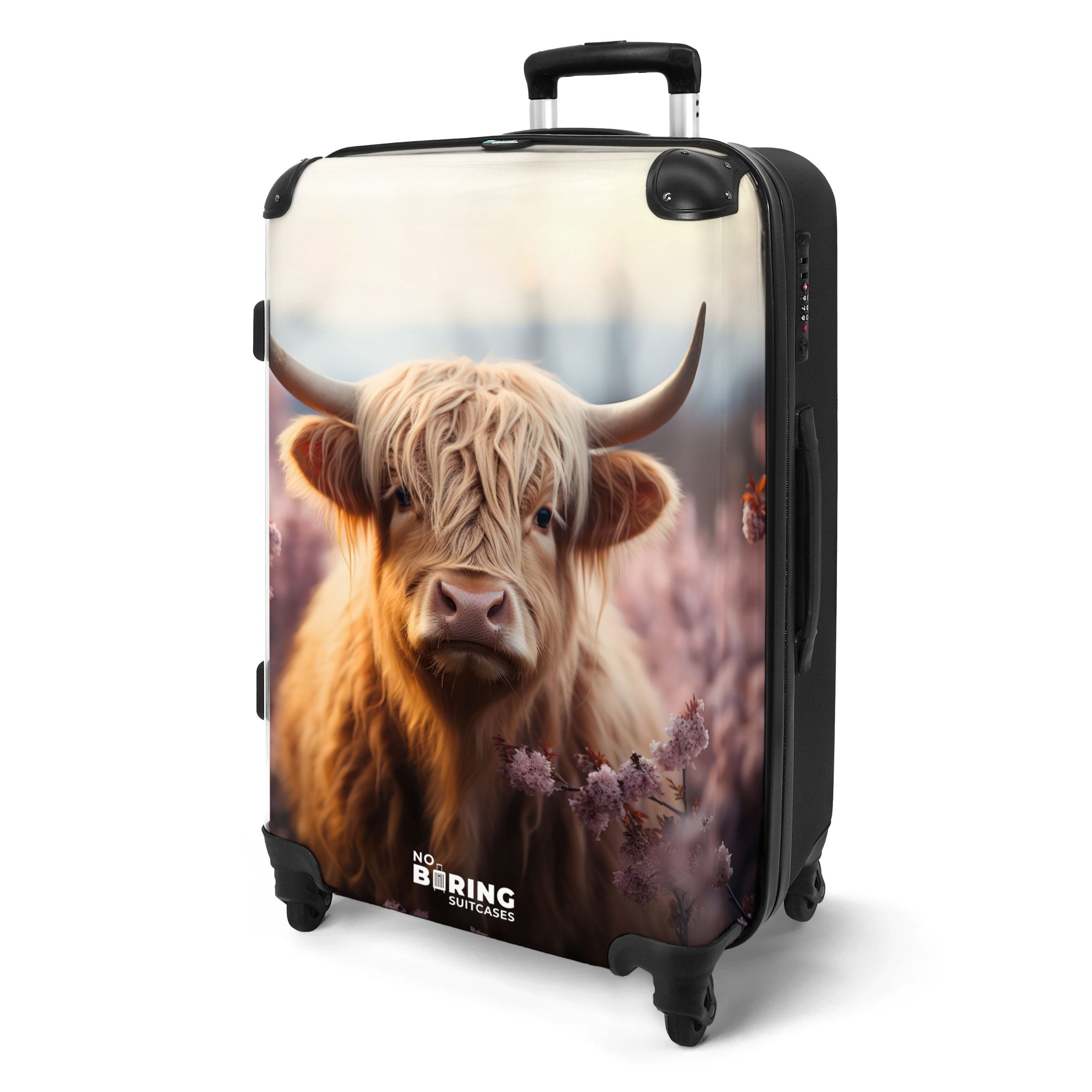 NoBoringSuitcases.com© Hartschalen-Trolley Schottischer Highlander mit rosa günstig online kaufen