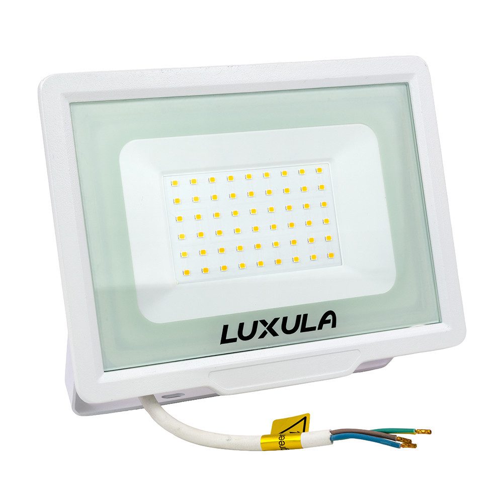 LUXULA LED Flutlichtstrahler LUXULA LED Fluter 50 W 3000 K Warmweiß Weiß, LED fest integriert, Warmweiß