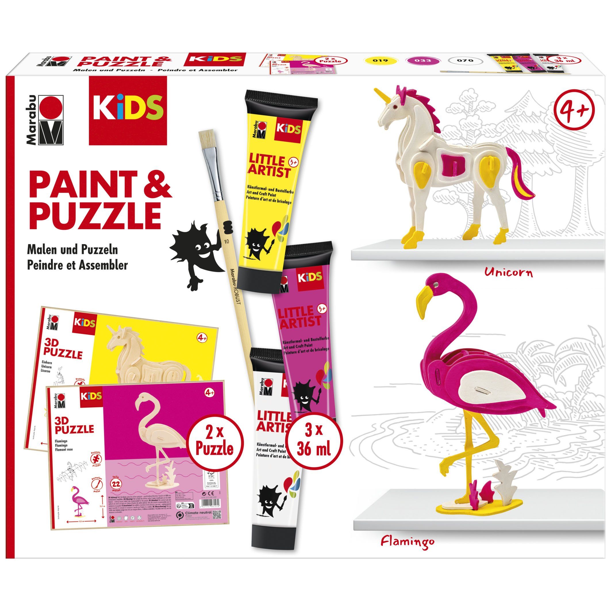Marabu Bastelfarbe Marabu KiDS Little Artist Set Flamingo & Einhorn
