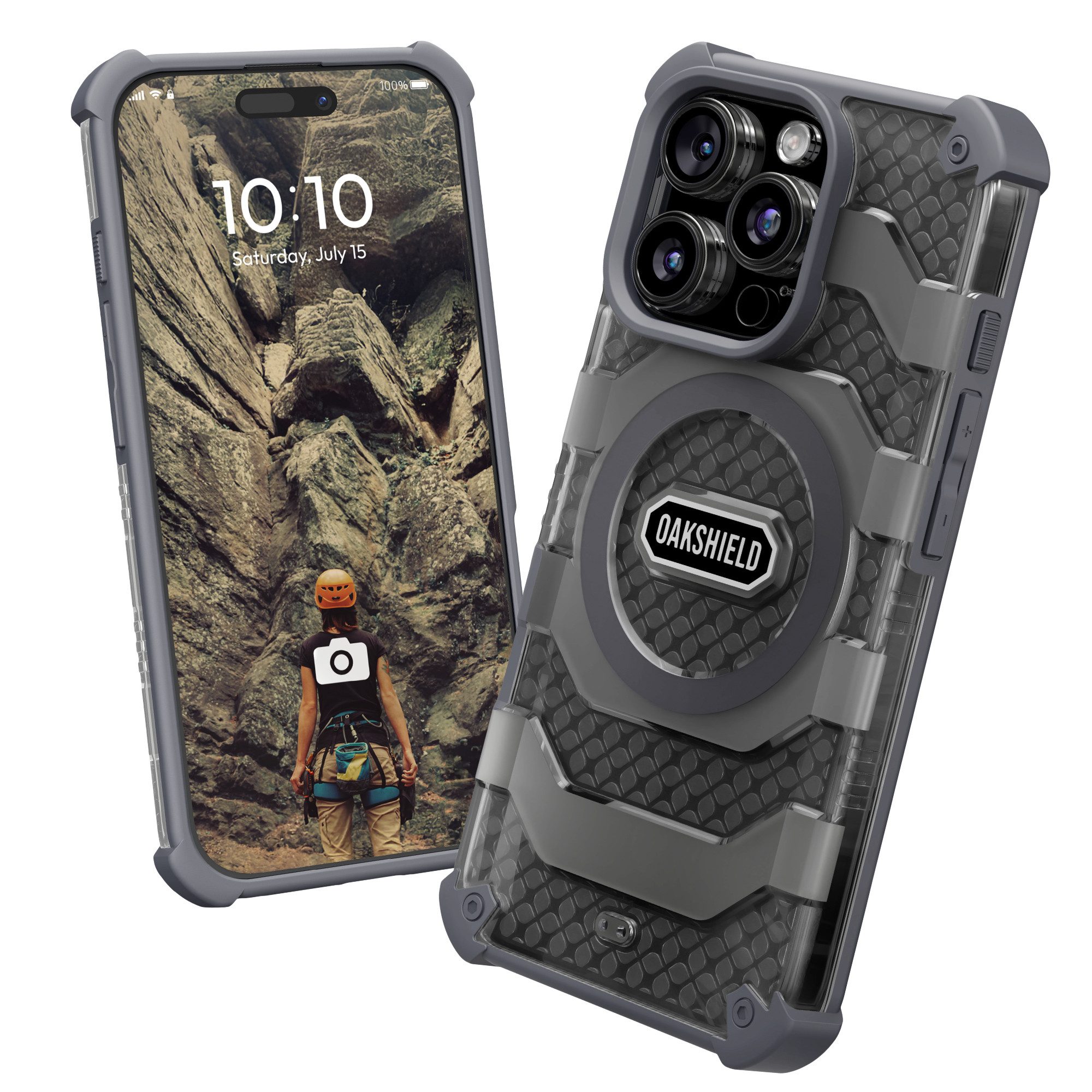 Oakshield Handyhülle Hülle für Iphone 16 Pro Case kompatibel mit MagSafe-Zubehör, Handyhülle - Falltest nach Militärstandard - Grau