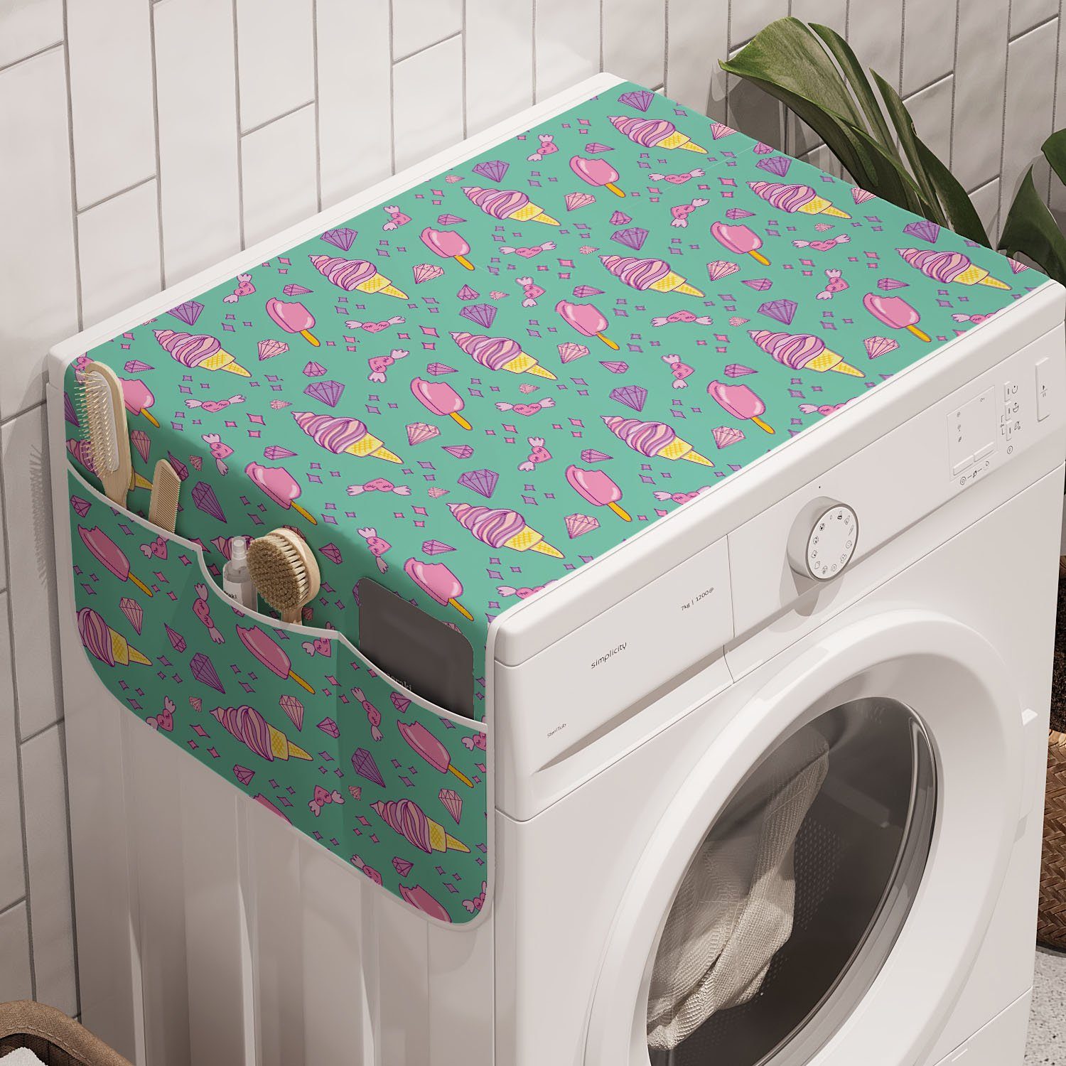 Abakuhaus Badorganizer Waschmaschine Anti-Rutsch-Stoffabdeckung Sommer und Eistüte Süßigkeiten für und Trockner