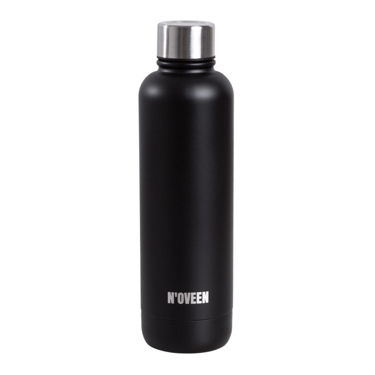 Noveen Thermoflasche Trinkflasche 500 ml für heiße und kalte Getränke Edelstahl Schwarz Matt