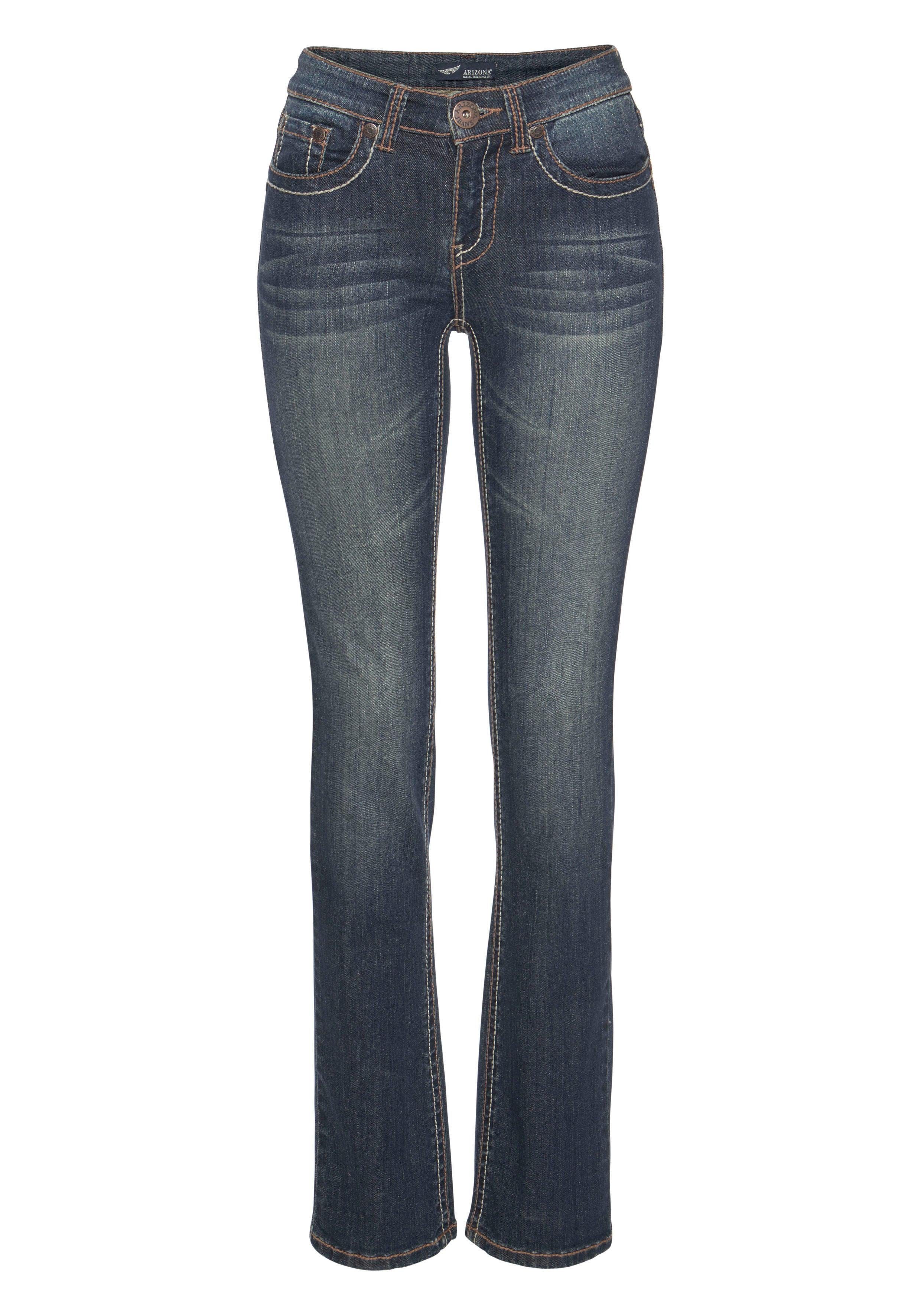 Arizona Gerade Jeans Kontrastnähte niedrige Leibhöhe, in 5-Pocket-Form, Used-Look-Waschung – Bild 5 von 5