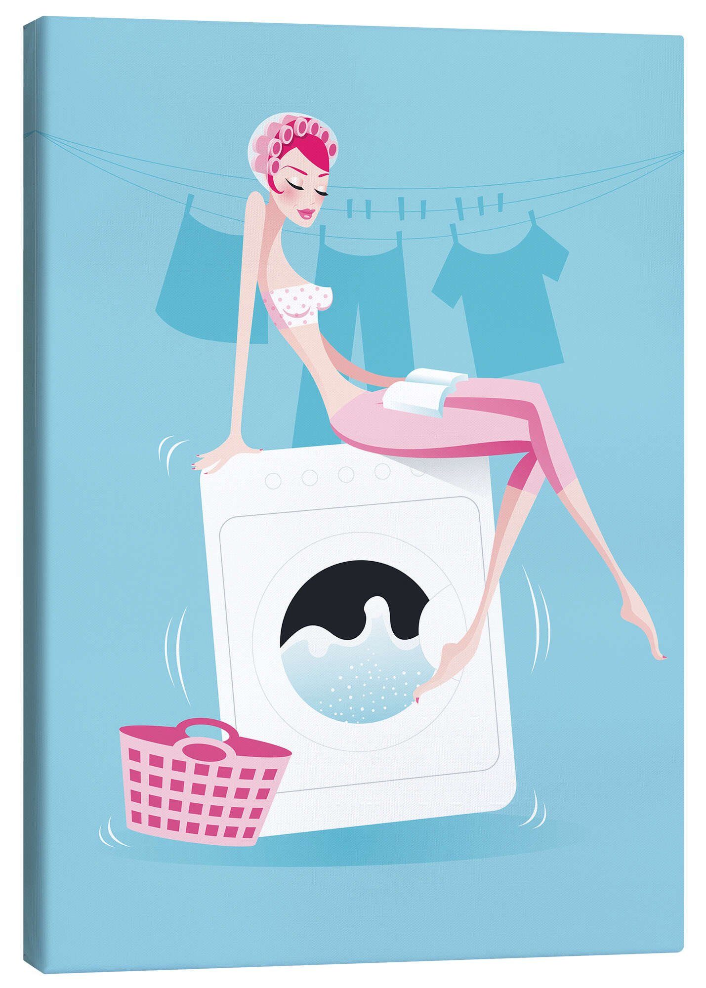 Posterlounge Leinwandbild Editors Choice, Waschtag, Badezimmer Illustration