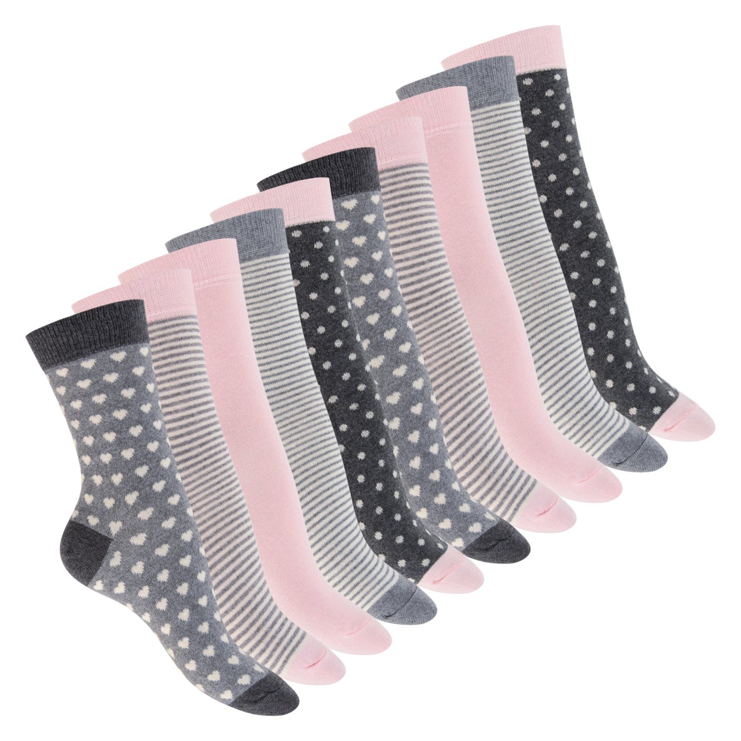 celodoro Basicsocken Süße Damen Eco Socken mit Motiv (10 Paar), regenerative Baumwolle Pastell Mix