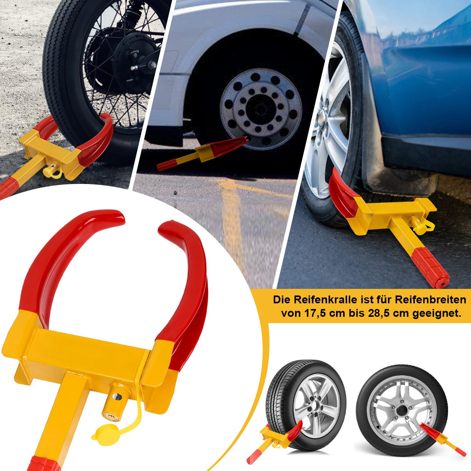 Clanmacy Wheel Clamp 2X Parking Clamp for Cars & Caravans – Sturdy Tire Clamp, Adjustable