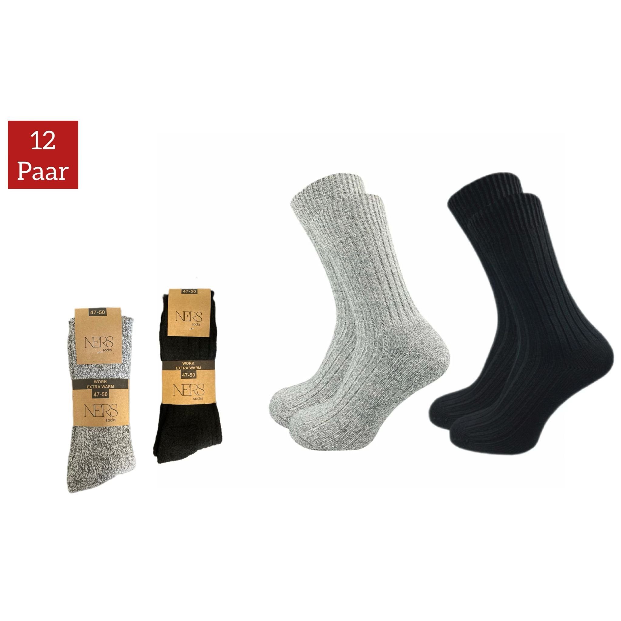 Arbeitssocken (6-12 Paar) Wintersocken mit Wolle für Damen und Herren