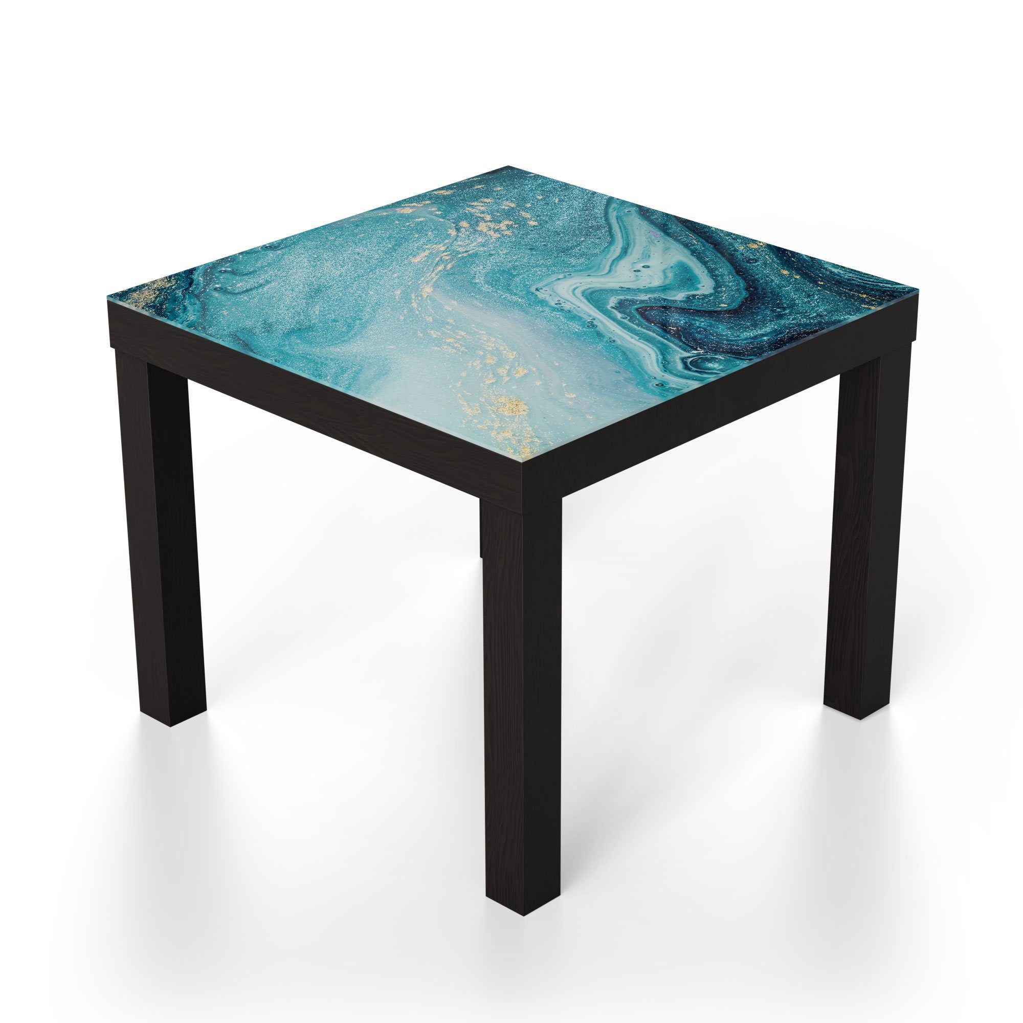 Beistelltisch modern Glas Marmor', DEQORI Glastisch Schwarz aus Couchtisch 'Meer