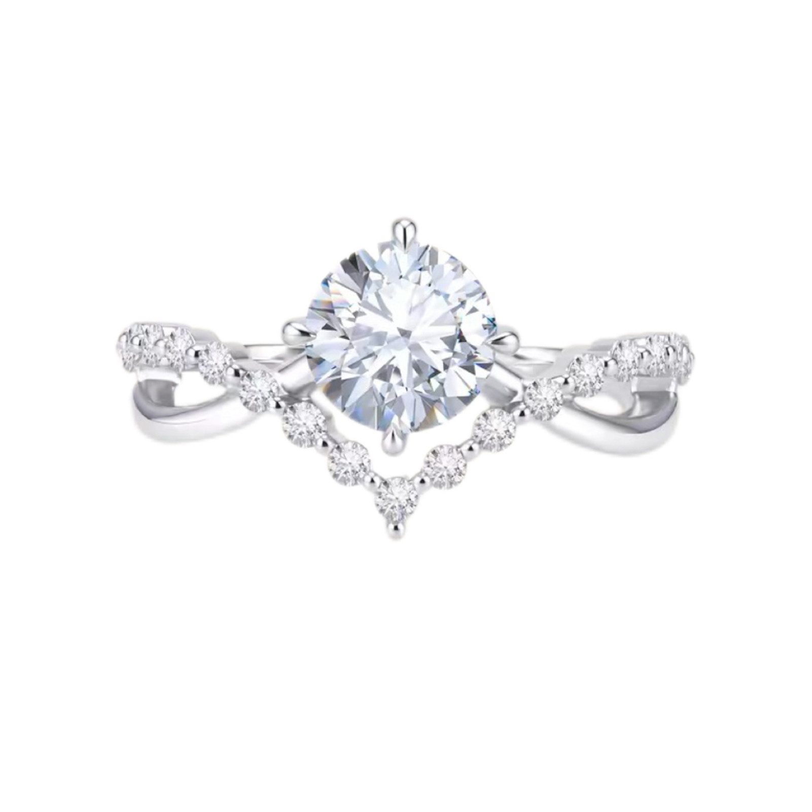 Jumpeak Diamantring Diamantring für Damen, herzförmiger Diamantring, 1 ct/1.5 ct, D, VS1, 585er Gold, Verlobungsring, Jubiläumsring, Geburtstagsgeschenk