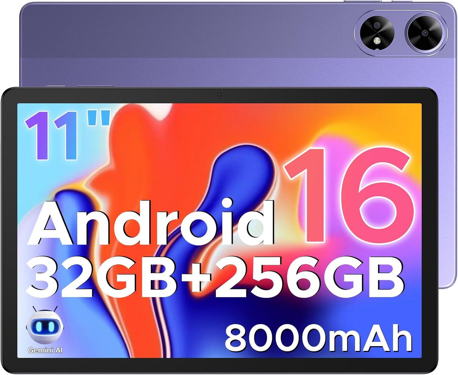 Zevelora 8 GB RAM Gemini AI, 8000mAh 90Hz Display 13MP+5MP Face ID/OTG Gaming Tablet (11", 256 GB, Android 16, Intelligentes Multitasking-Gerät für Arbeit, Streaming & Unterhaltung)