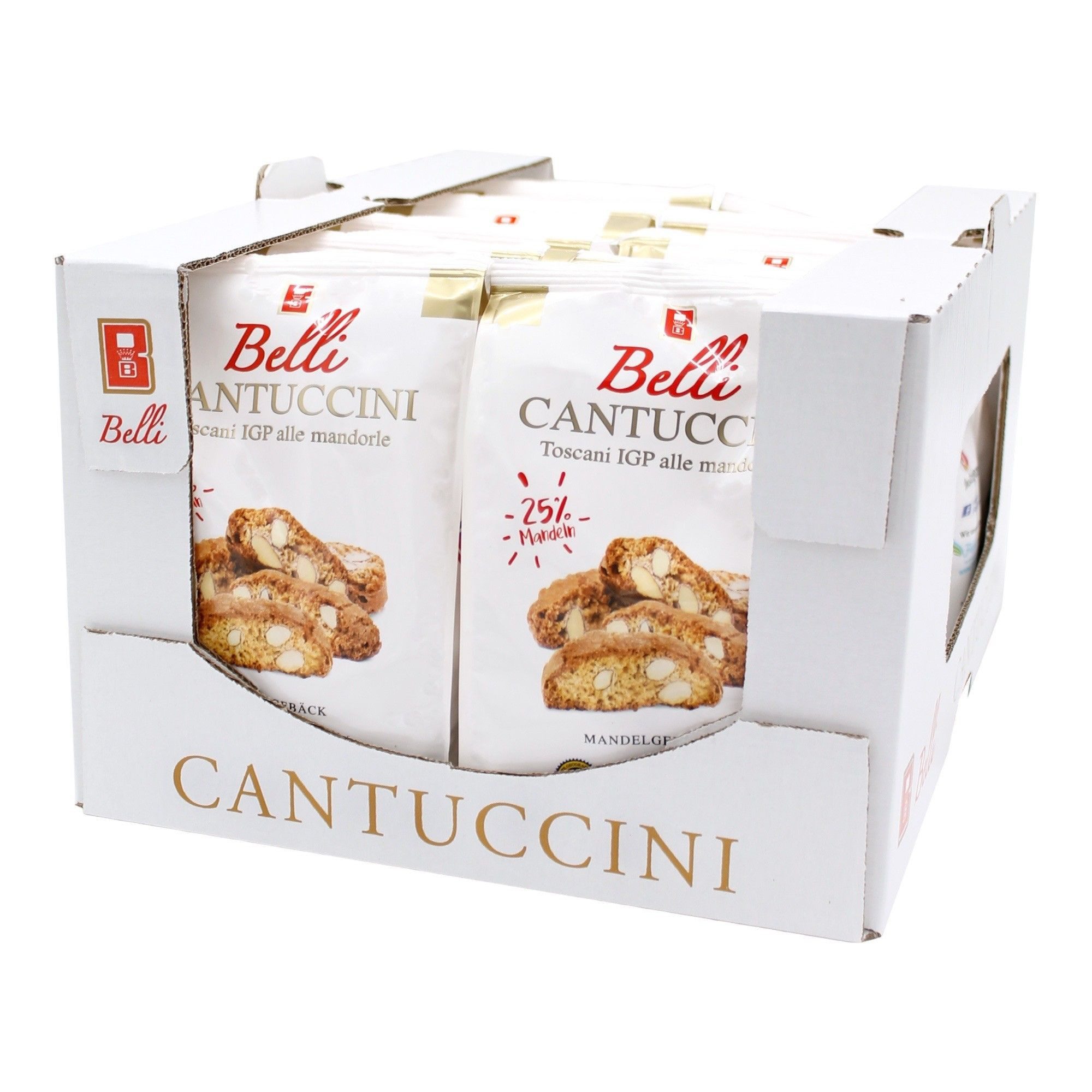 Belli Cantuccini Kekse Belli Cantuccini 10er Pack IGP alle mandorle, 10 x 250 g, (25% Mandeln (10x 250g), Mandelgebäck Italien abgepackte Gebäckstücke)