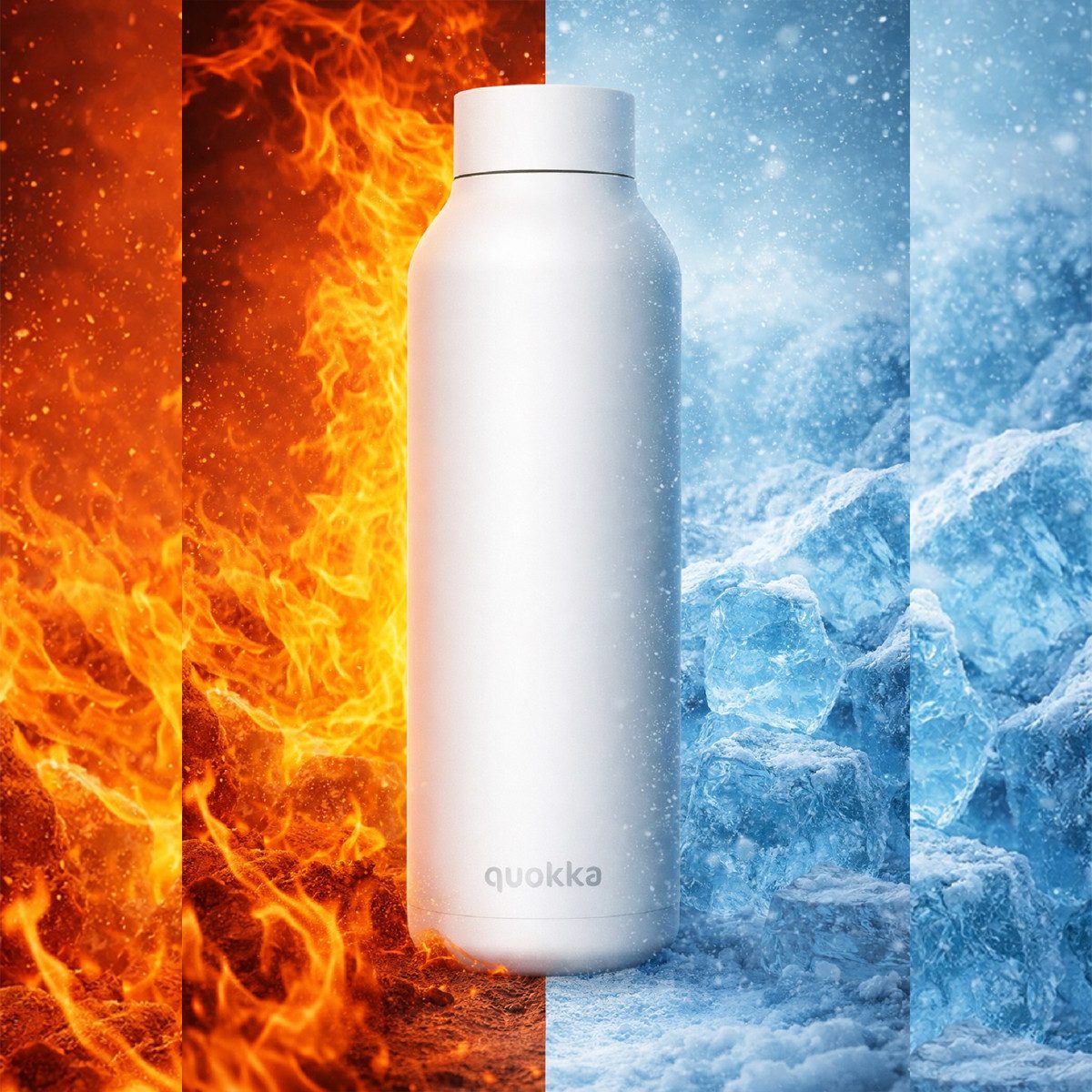 Quokka Trinkflasche Edelstahl isoliert 630 ml Thermoflasche mit Trageschlaufe, Thermofunktion