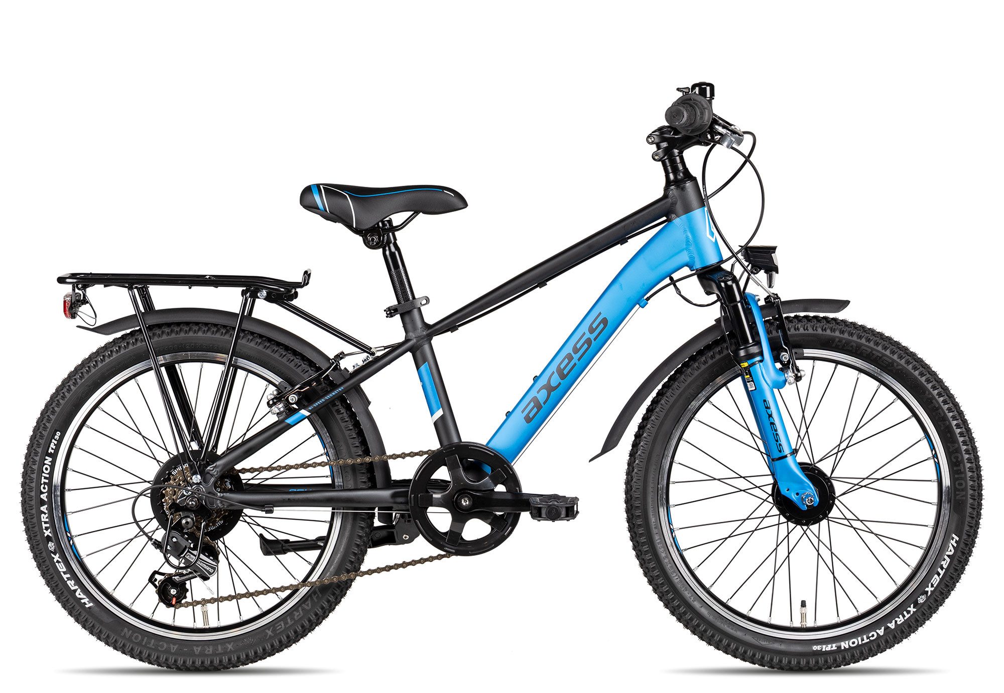Axess Kinderfahrrad Adventure 6 20, 6 Gang Shimano Tourney 6 Schaltwerk, Kettenschaltung, Straßenausstattung blau