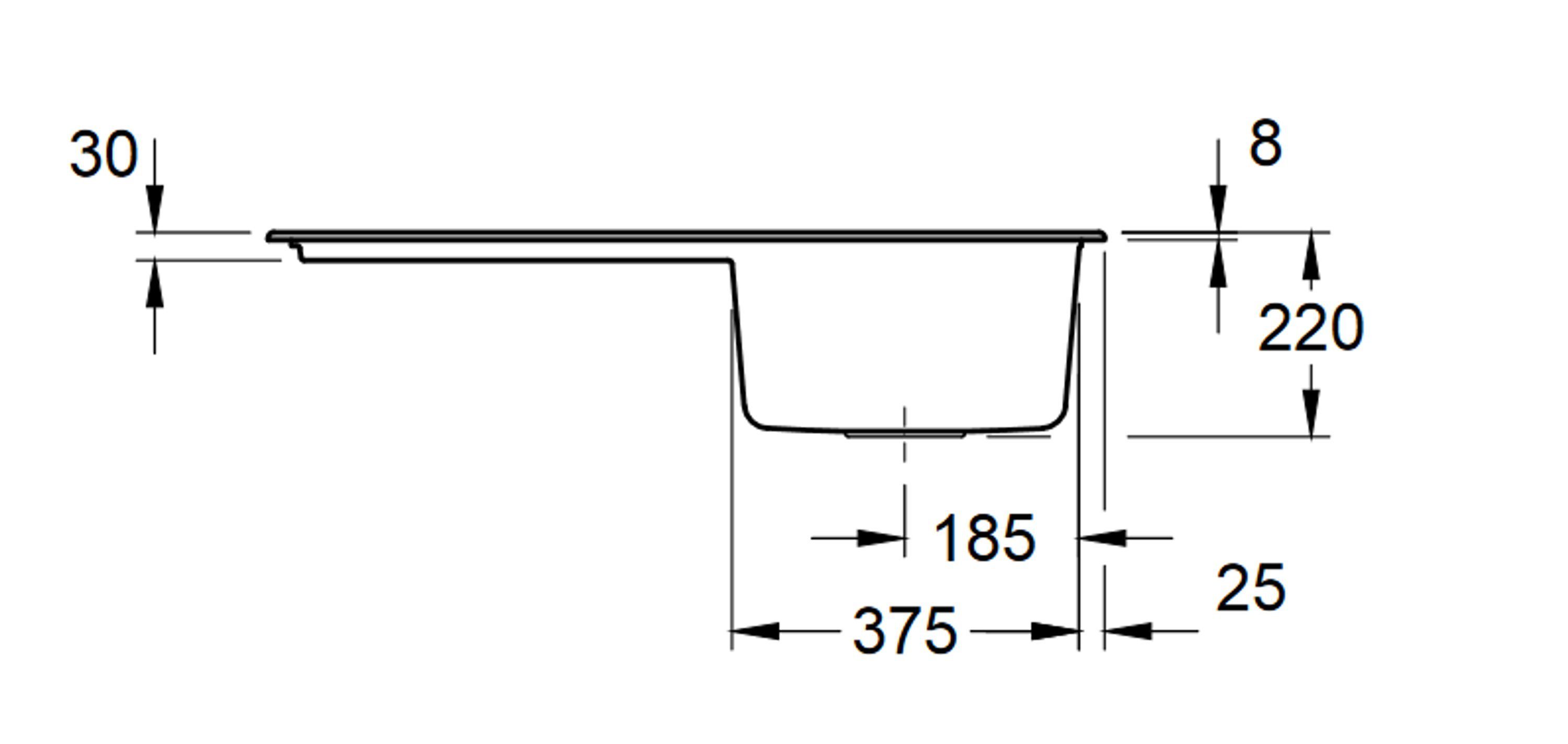 Siluet Küchenspüle Serie, Rechteckig, 90/22 Boch 01 & Villeroy 3335 cm, KD, TitanCeram
