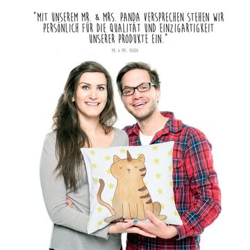 Mr. & Mrs. Panda Dekokissen Einhorn Katze - Weiß - Geschenk, Kopfkissen, Einhörner, Erwachsenwerd