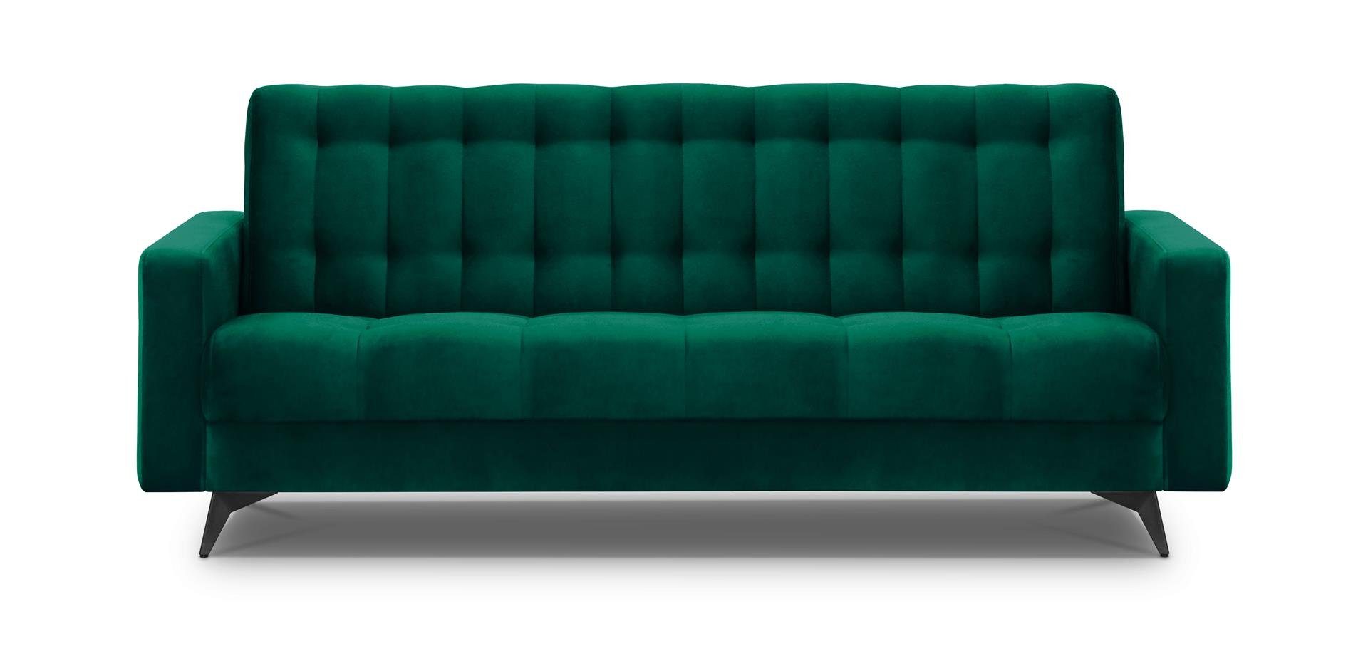 Beautysofa Schlafsofa GRETA Polstersofa für Wohnzimmer, Flasches Bettkasten, Grün Sofa Schlaffunktion, Velour, Couch BIS