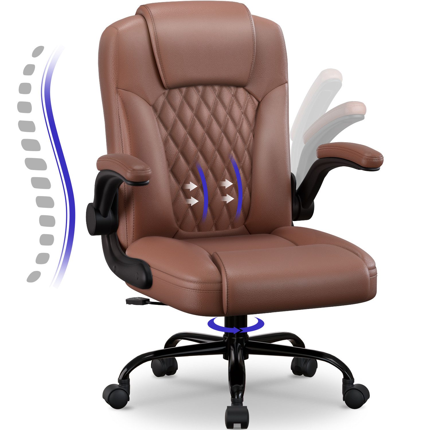 Fukstern Bürostuhl Ergonomischer Bürostuhl mit 90° klappbaren Armlehnen (At günstig online kaufen