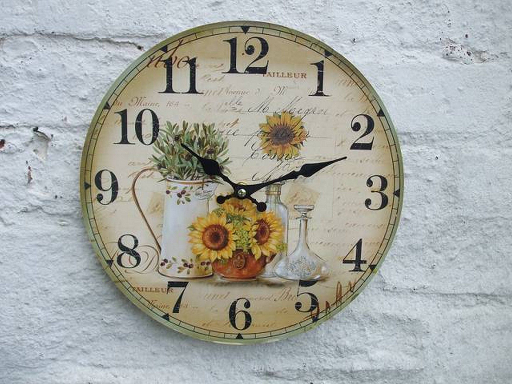 Ambiente Haus Wanduhr Wunderschöne, Wanduhr mit Sonnenblumen, 28 cm, Landha günstig online kaufen