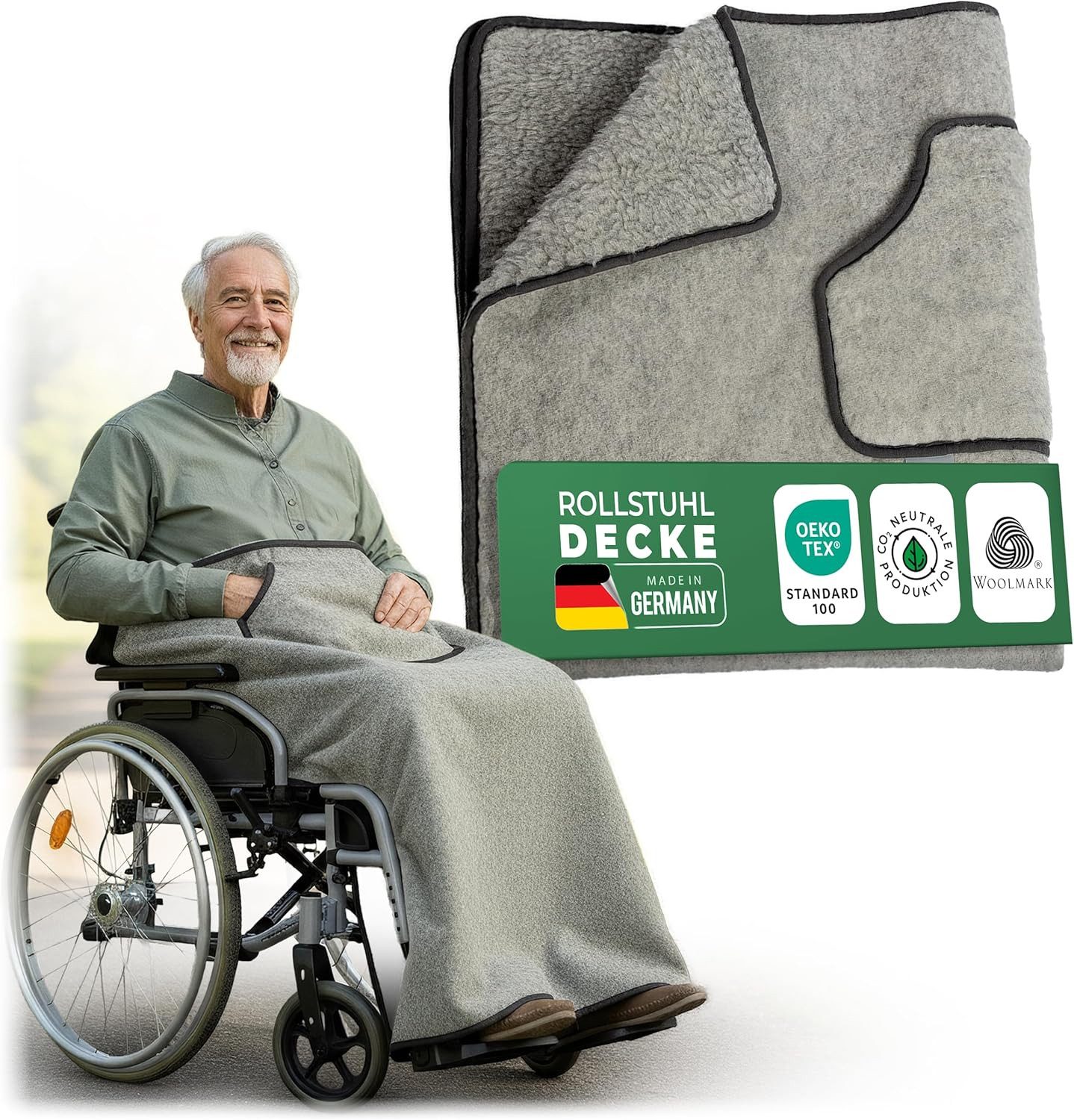 Novaliv Haltungskissen Novaliv Schurwoll-Fleece Kniedecke Rollstuhl - Kuschelige Beindecke fü, 1-tlg., Novaliv Schurwoll-Fleece Kniedecke Rollstuhl - Kuschelige Beindecke fü