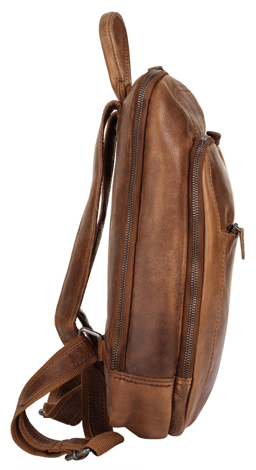 Piké Laptoprucksack, Italy in Leder, cognac Made echt