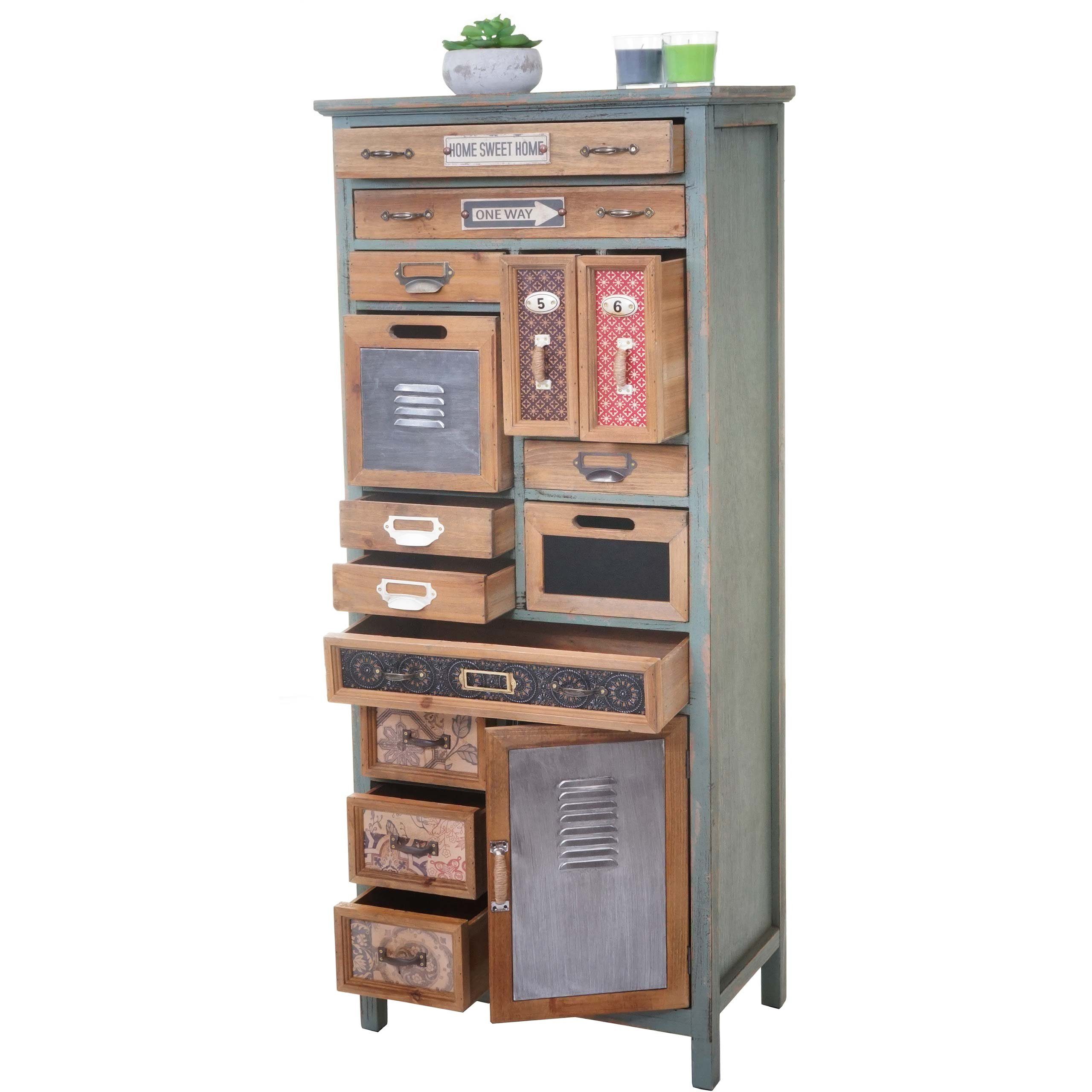 MCW Apothekerschrank MCW-A43-138 14 Schubladen, mit Staufach, Shabby-Look, Inklusive Bodenschoner