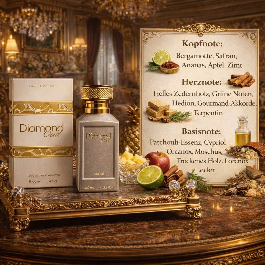 Attar & Co London Eau de Parfum Diamond Oud Classic & Intense Unisex, Orientalisch-Holzig 100 ml, 1-tlg., Hergestellt in England, Bergamotte, Zedernholz, Patchouli-Essenz