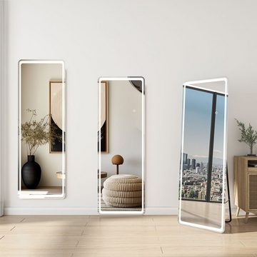 duschspa Ganzkörperspiegel Wandspiegel mit LED Beleuchtung Standspiegel Hängespiegel 150/160cm, Warm/Neutral/Kaltweß, dimmbar, Memory, mit Stecker