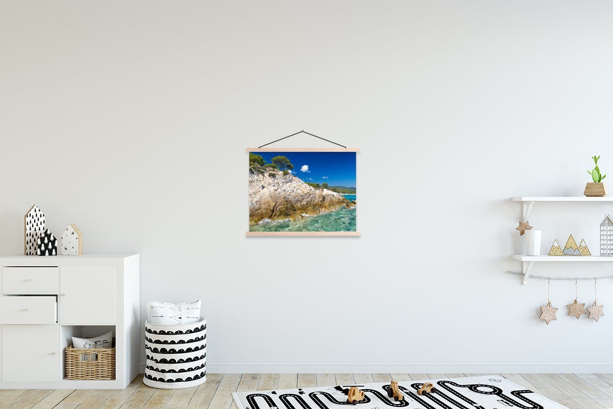 MuchoWow Poster Meer - Klippe - Sommer - Tropisch, (1 St), Posterleiste, Textilposter für Wohnzimmer, Bilderleiste, Magnetisch