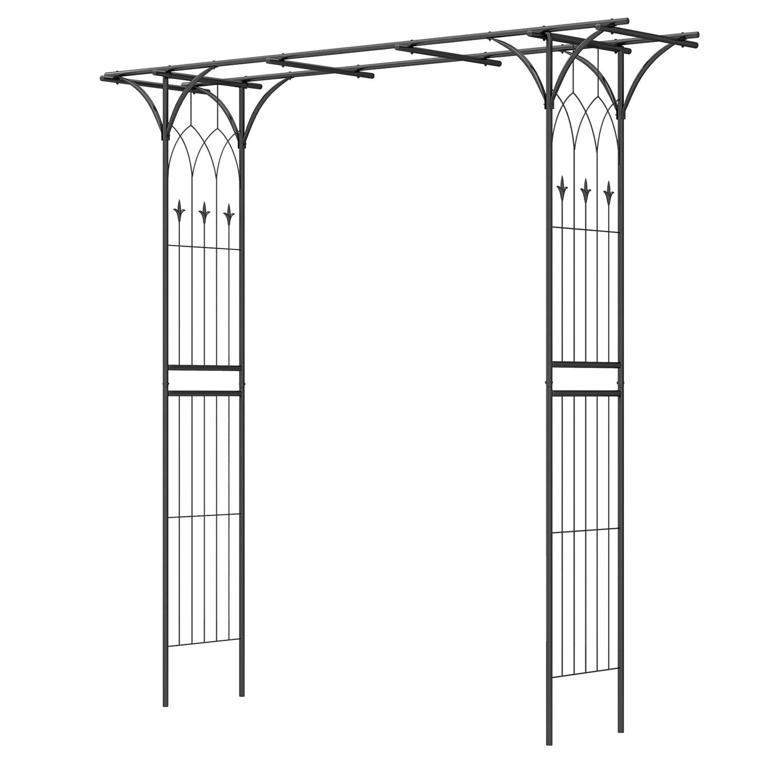 COSTWAY Rosenbogen, Rankgitter für Kletterpflanzen, 205x52x205cm, Metall