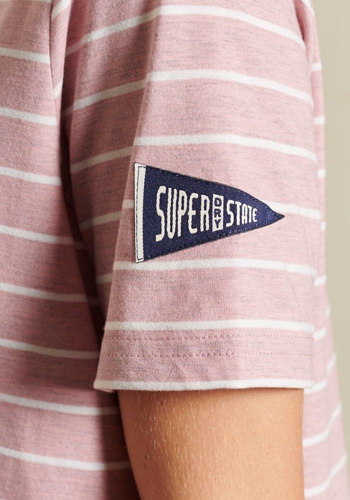 Damen Shirts Superdry T-Shirt Gestreiftes Source T-Shirt Mit Vintage-Logo