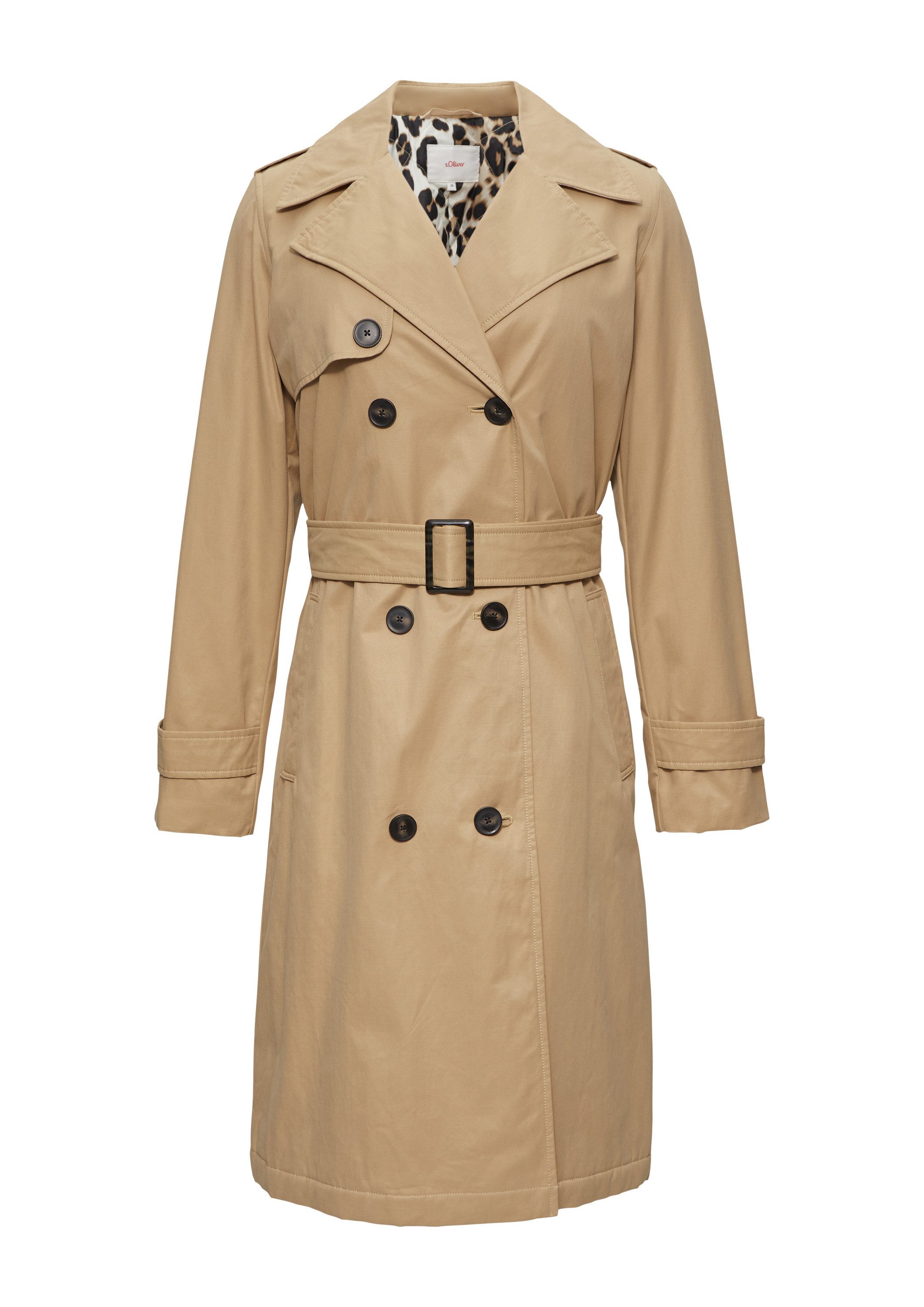 s.Oliver Trenchcoat Outdoor-Mantel Wattierter Trenchcoat mit Innenprint