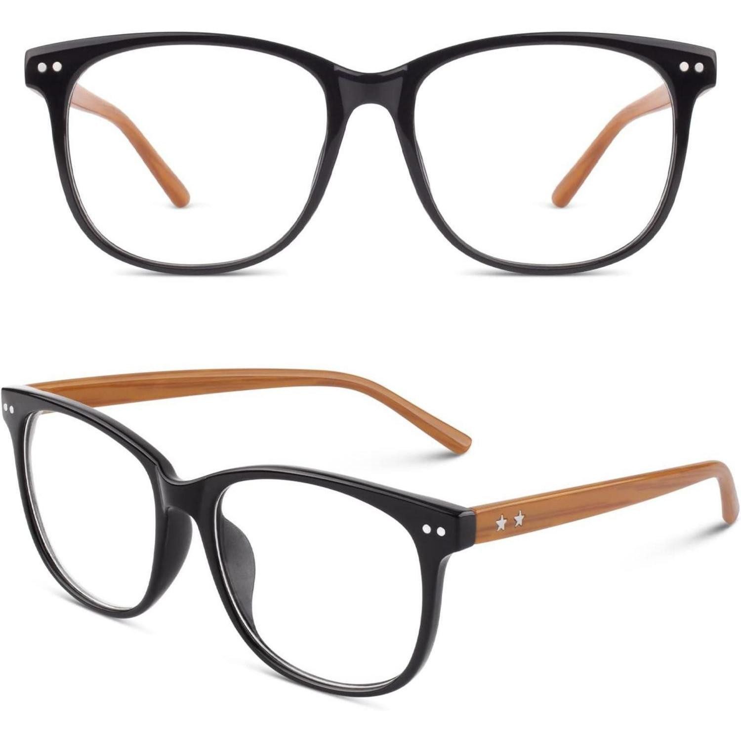 LuxusKollektion Brillengestell Nerdbrille Pantobrille Damen Herren 80er Klarglas Schwarz Braun