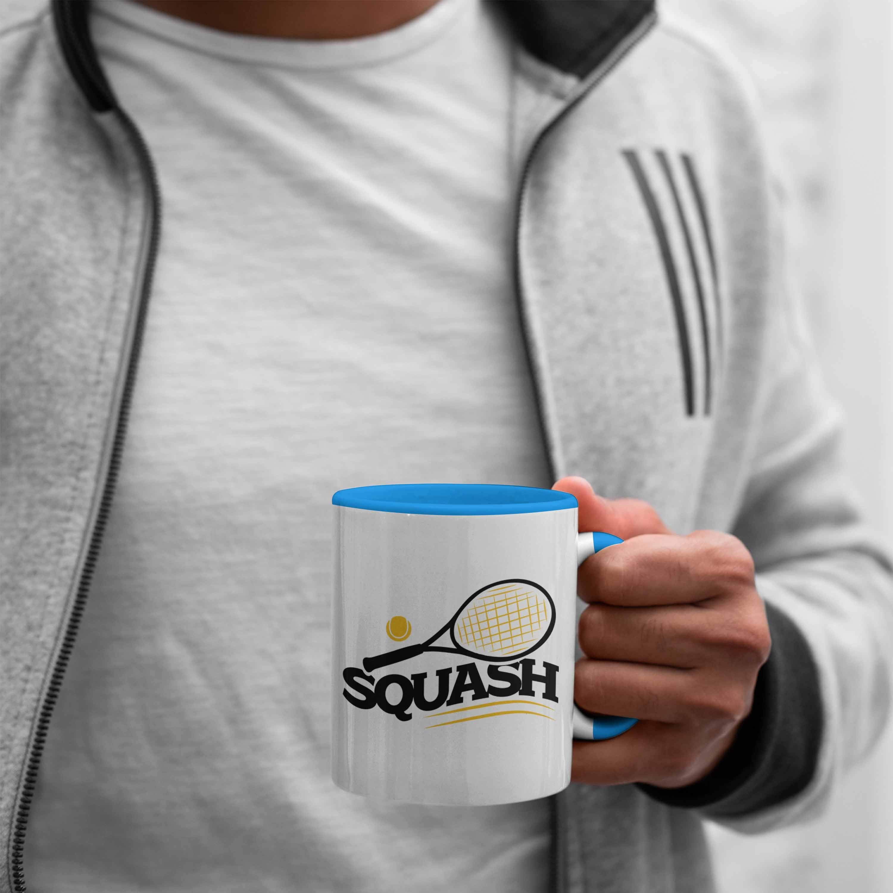 Trendation Blau Squash-Tasse Lustige Tasse Geschenk Squash-Spieler für