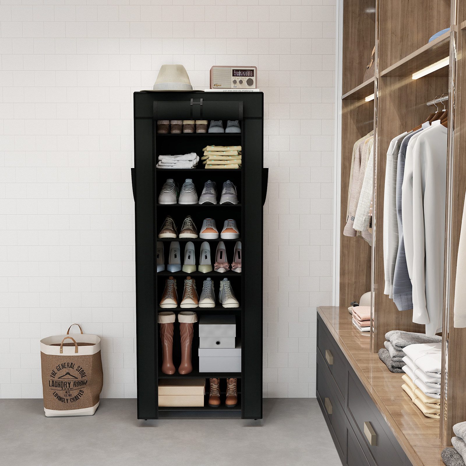 Sekey Stoffschrank Schuhschrank mit 9 Ebenen, Vliesstoff Schuhaufbewahrung günstig online kaufen