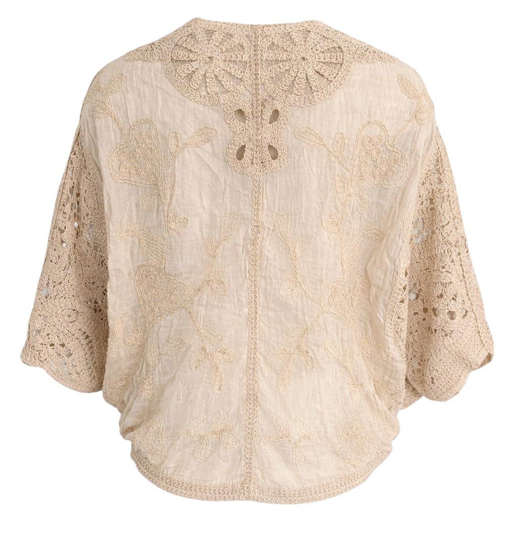 Mississhop Bolero Damen Bolero Spitze Kurzarm Baumwolle Sommer Cardigan Gr. S/M