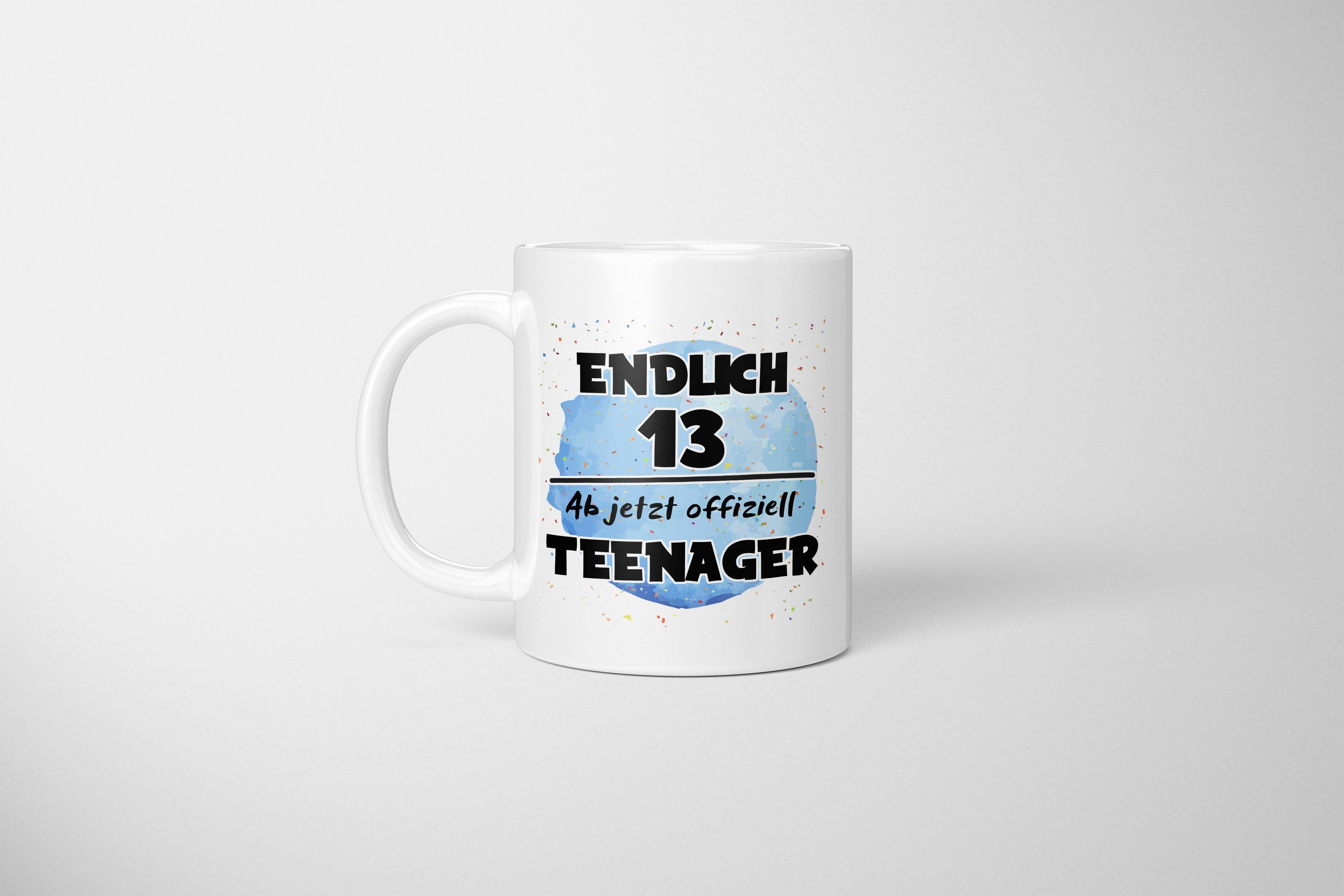 TASSENTICKER-Endlich Ab jetzt Weiss 330ml Tasse Teenager-Geburtstag-Junge, offiziell 13. TassenTicker