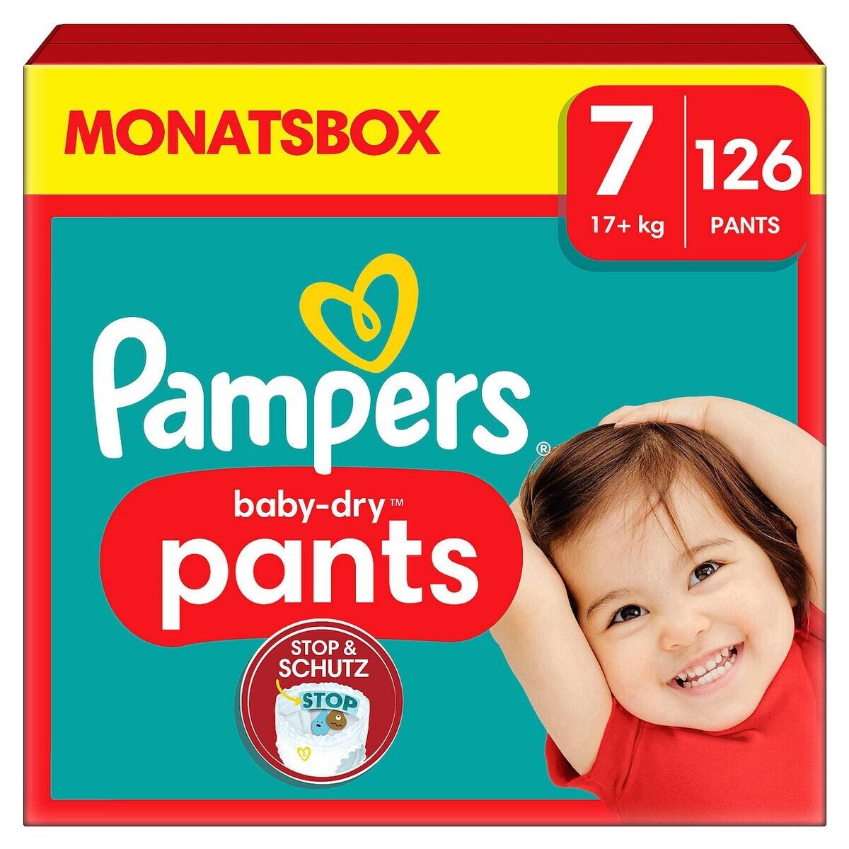 Pampers Windeln Monatsbox baby-dry pants, Gr.7 (17+ kg) 126 Stück
