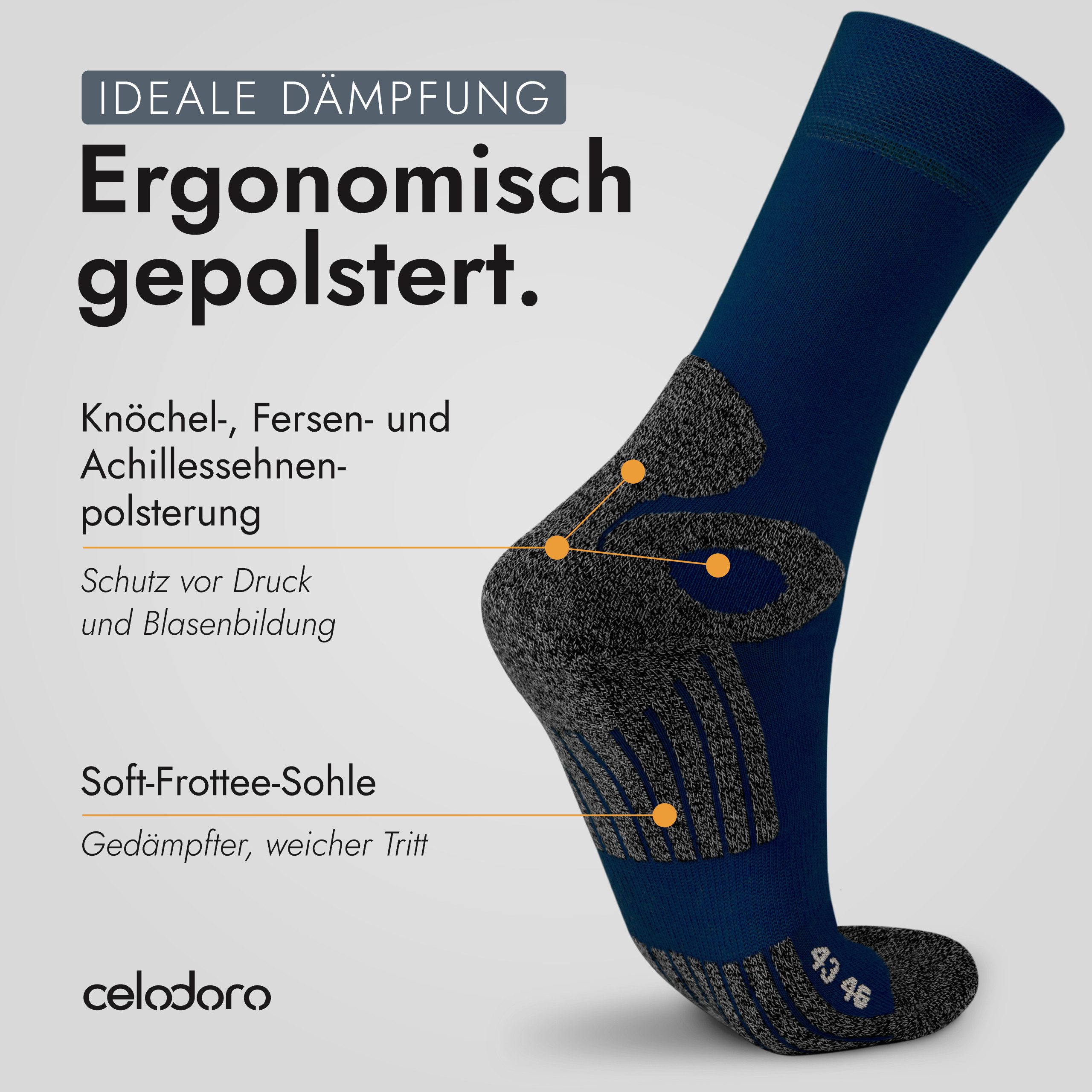 celodoro Arbeitssocken 4 Paar Wandersocken, Arbeitssocken & Sportsocken Anti-Schweiß