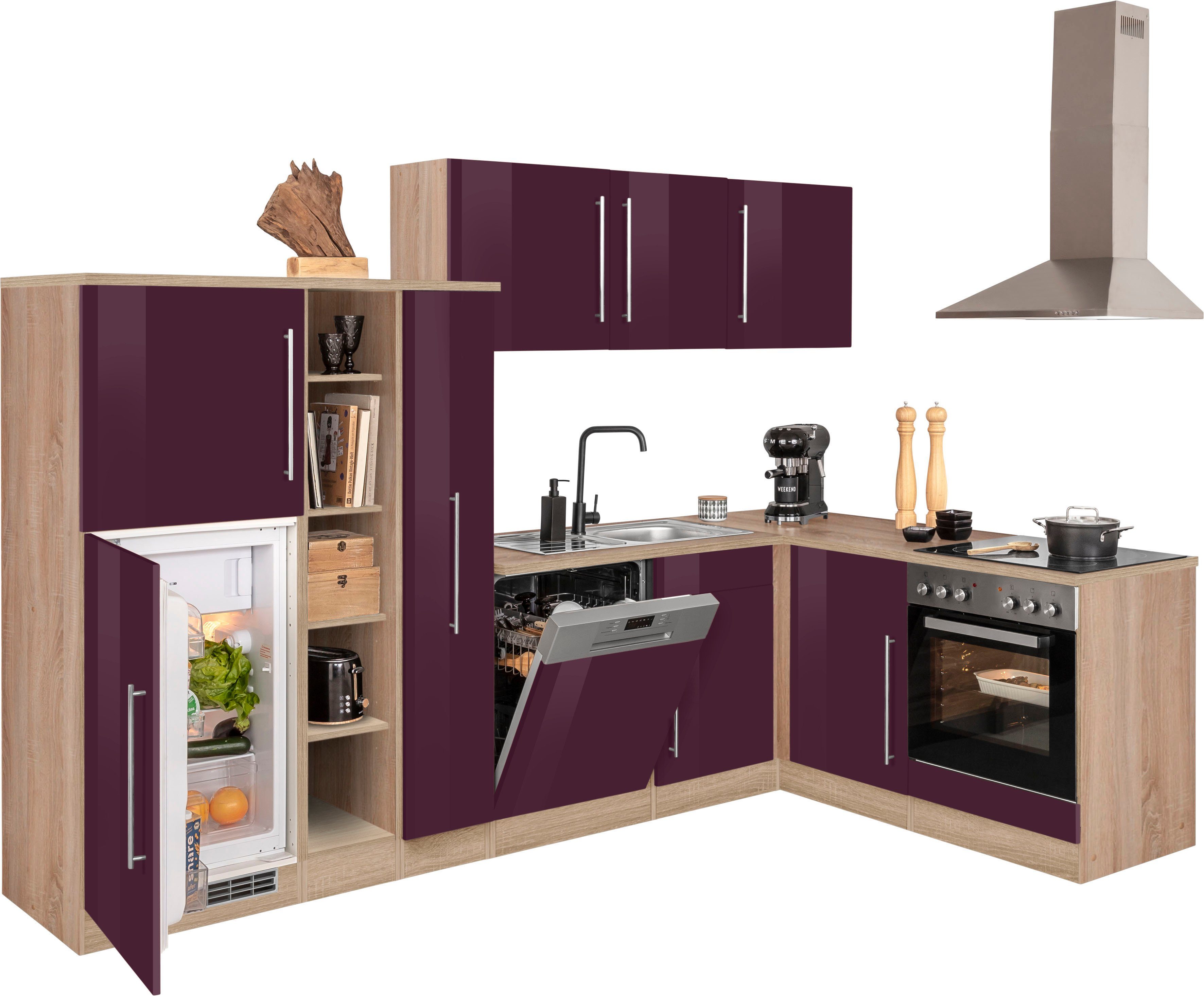 KOCHSTATION Winkelküche KS-Samos, Stellbreite 290x170 cm, wahlweise mit E-Geräten, mit Arbeitsplatte