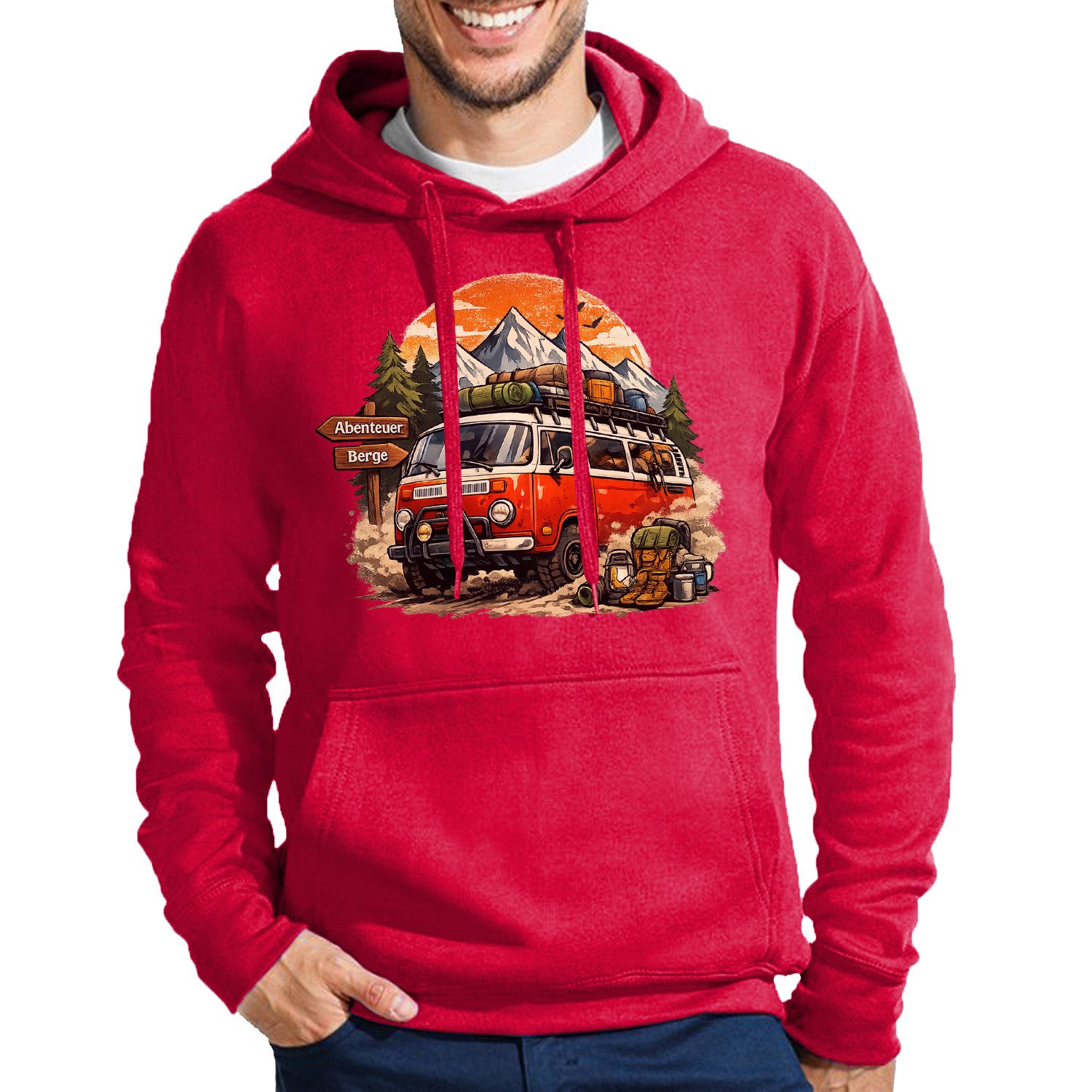 Blondie & Brownie Hoodie BusCamper H Hoodie Herren Camper Van Berge Outdoor Hoodie (Einzelartikel) BusCamper H Hoodie Urban Trek Print