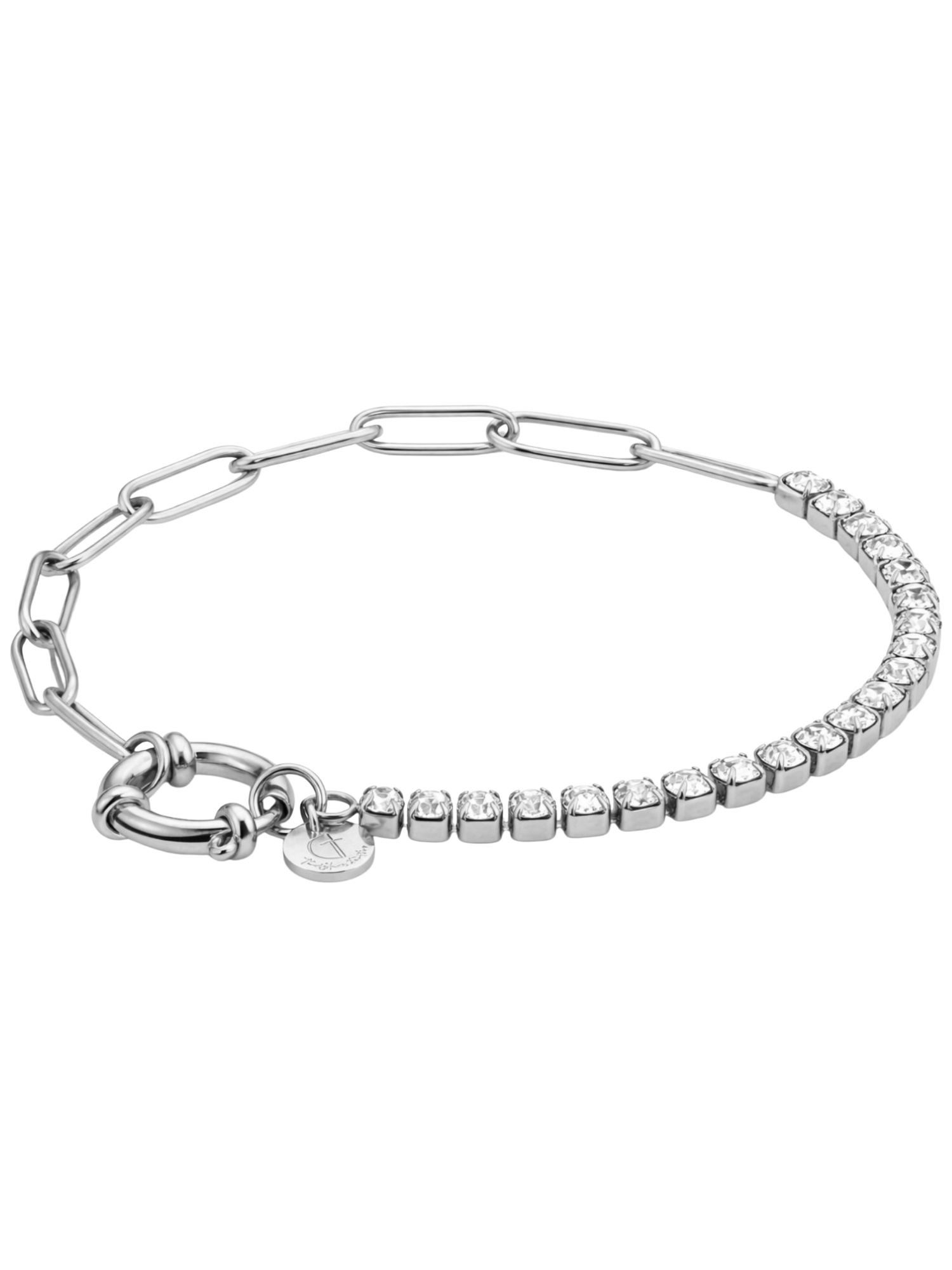 BS Schmuckdesign Gliederarmband Armband Damen Tennisarmband mit Zirkonia Gliederkette vergoldet (inkl. Schmuckbox, 18K vergoldet), hypoallergen, nickelfrei & wasserfest