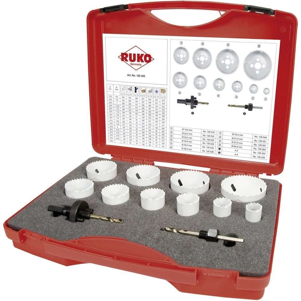 Ruko Bohrkrone RUKO 126303 Lochsägen-Set 12teilig 19 mm, 22 mm, 25 mm, 29 mm, 35 mm