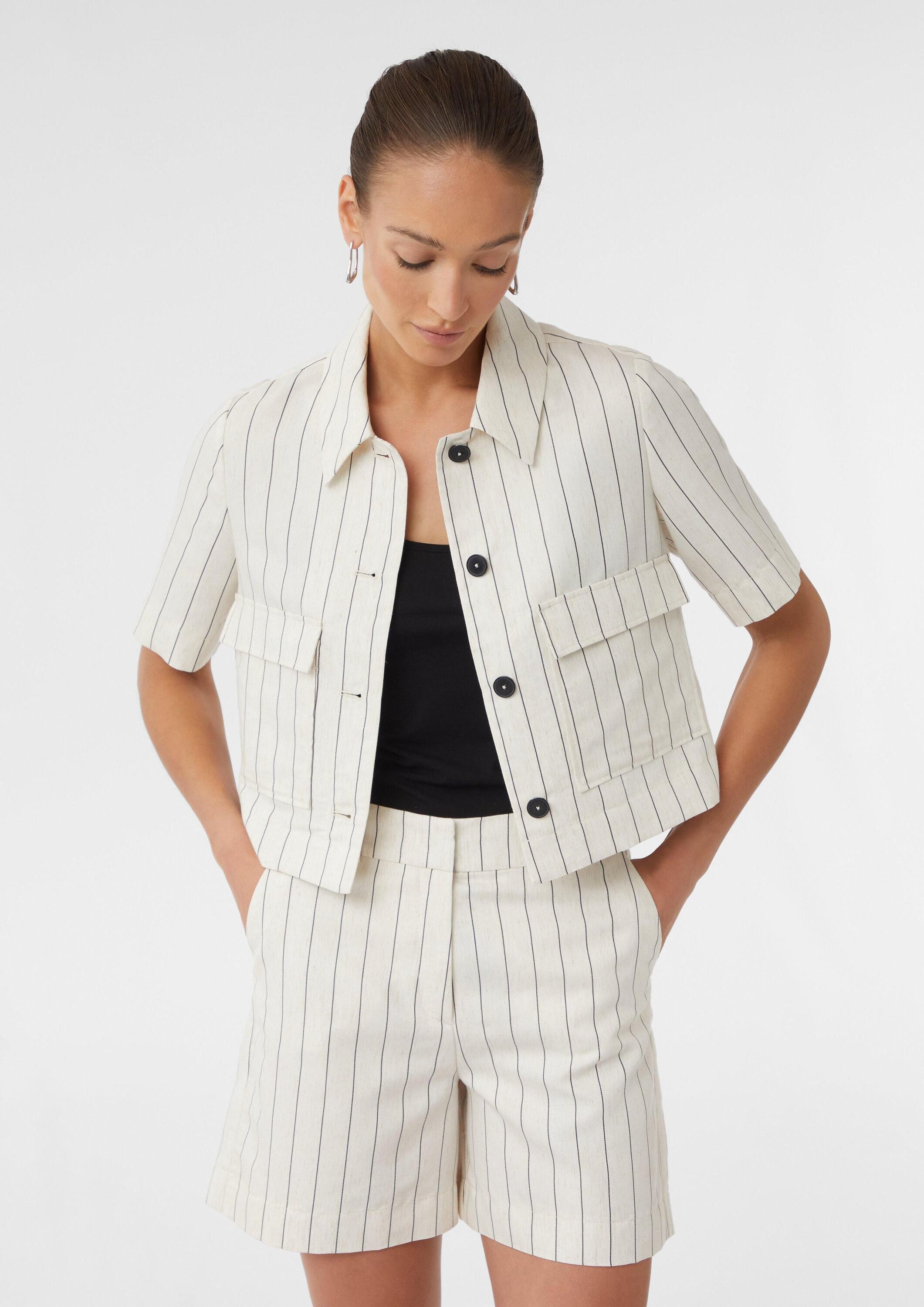 comma Hemdjacke Indoor-Jacke Kurzärmeliges Leinenmix-Overshirt im Boxy Fit günstig online kaufen